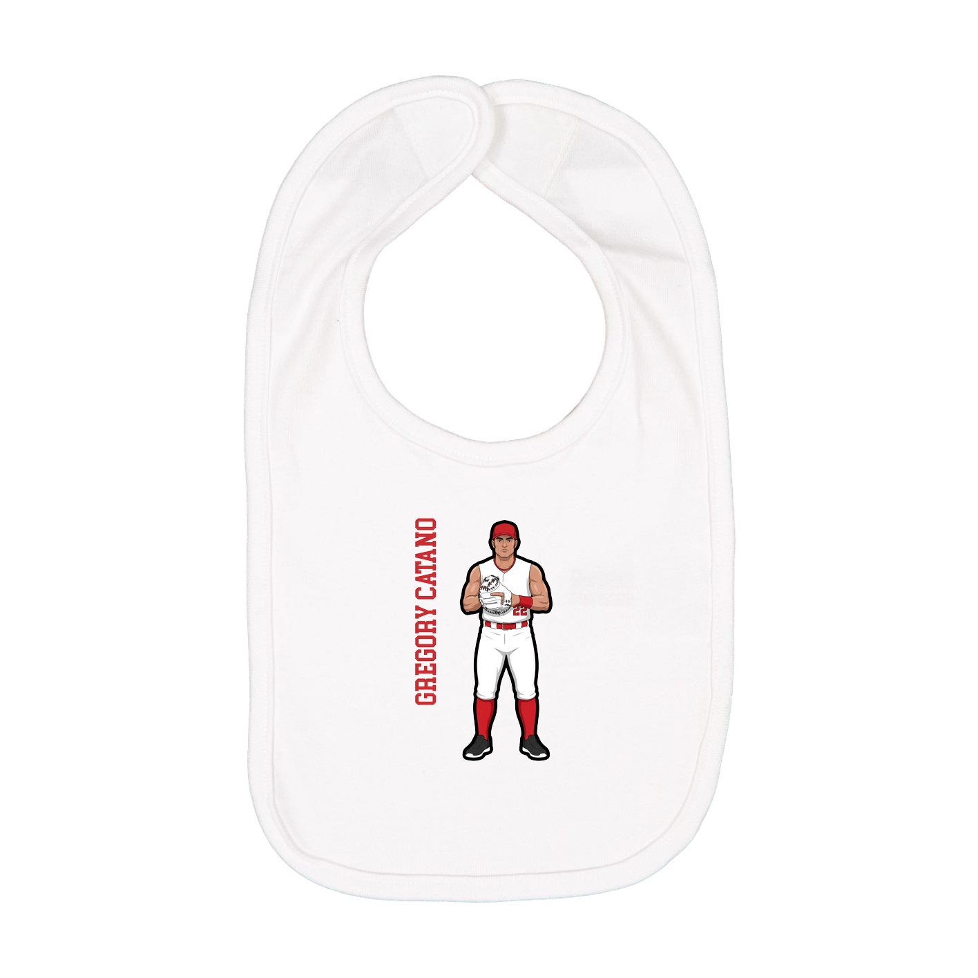 Infant Bib — Name Vertical in White