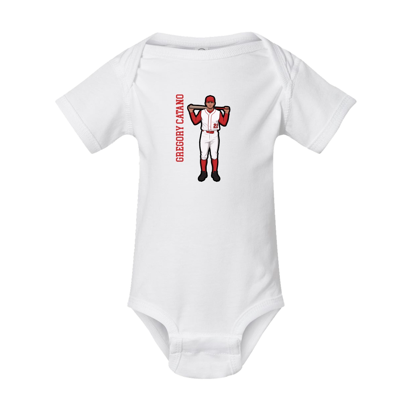 Baby Onesie — Name Vertical in White