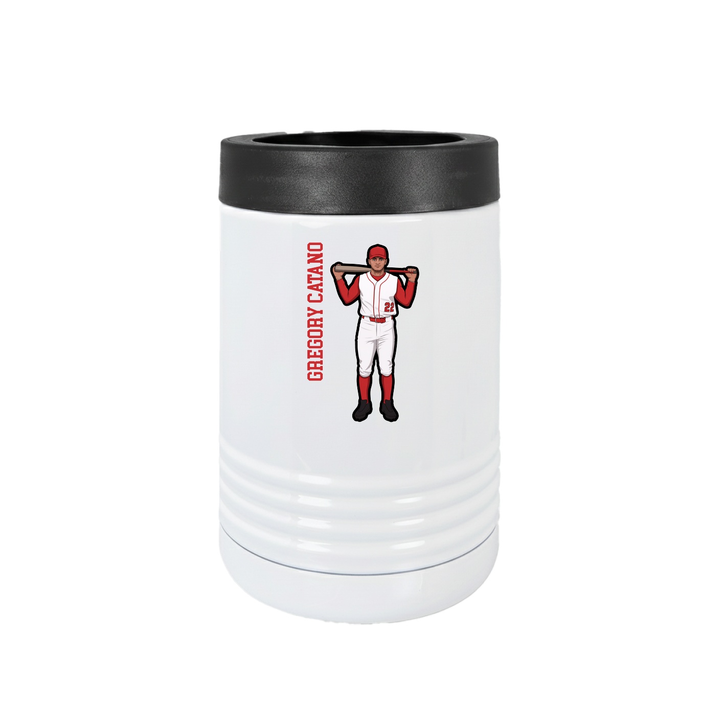 Beverage Holder — Name Vertical in White