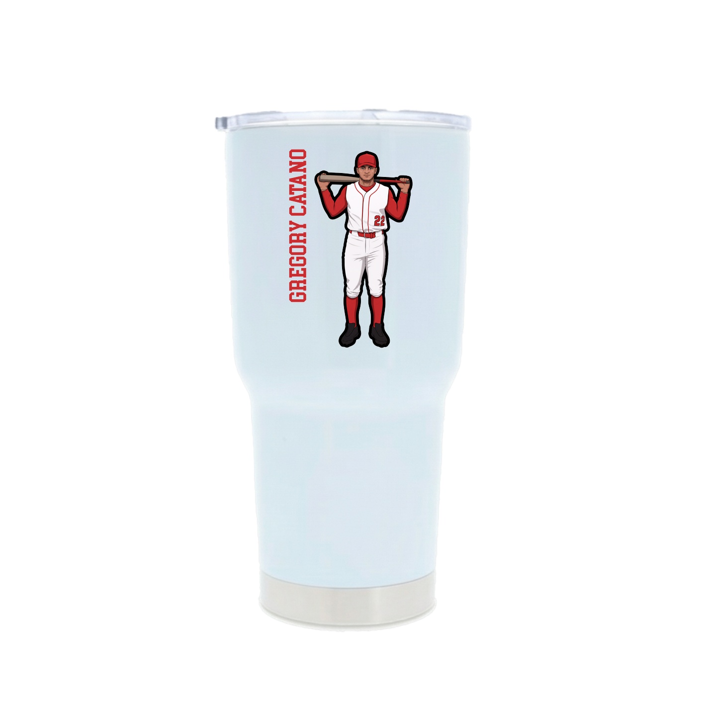 30oz Stainless Steel Tumbler — Name Vertical in White