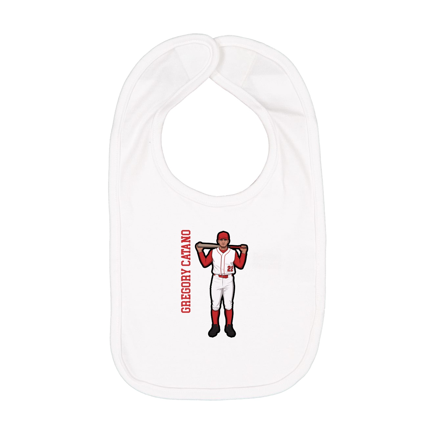 Infant Bib — Name Vertical in White