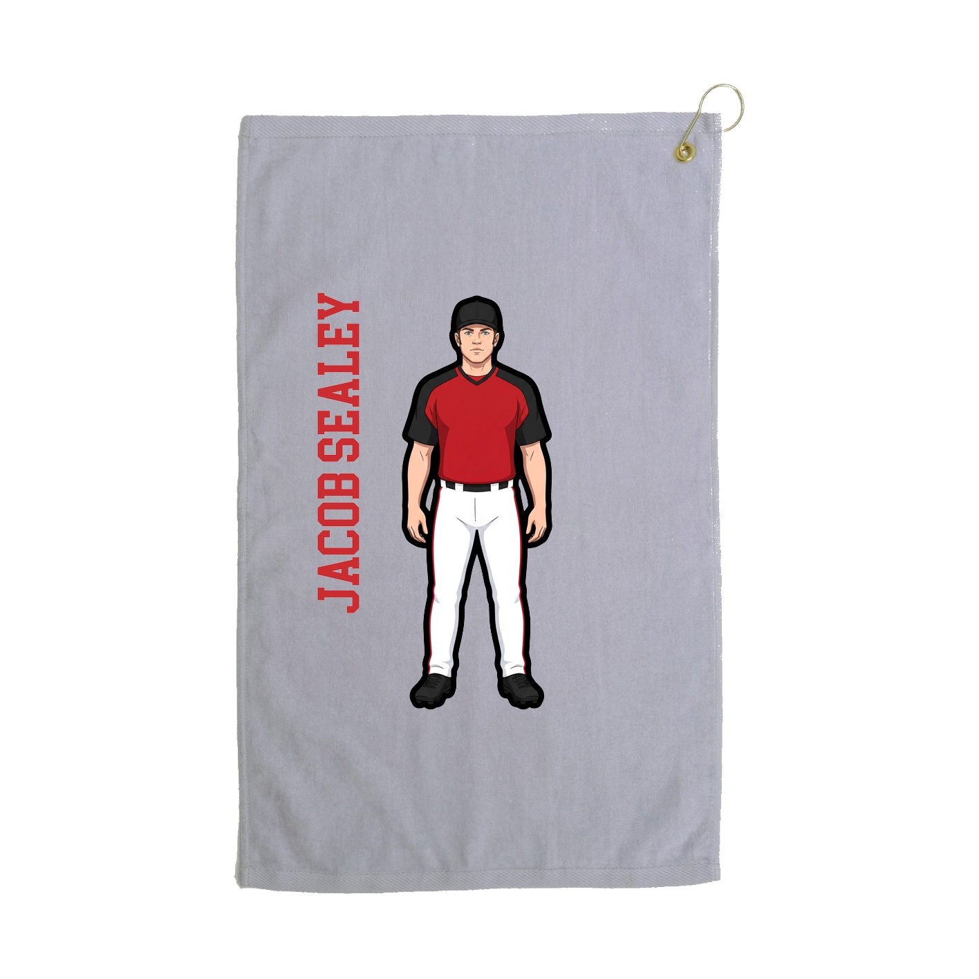 Golf Towel — Name Vertical in Grey