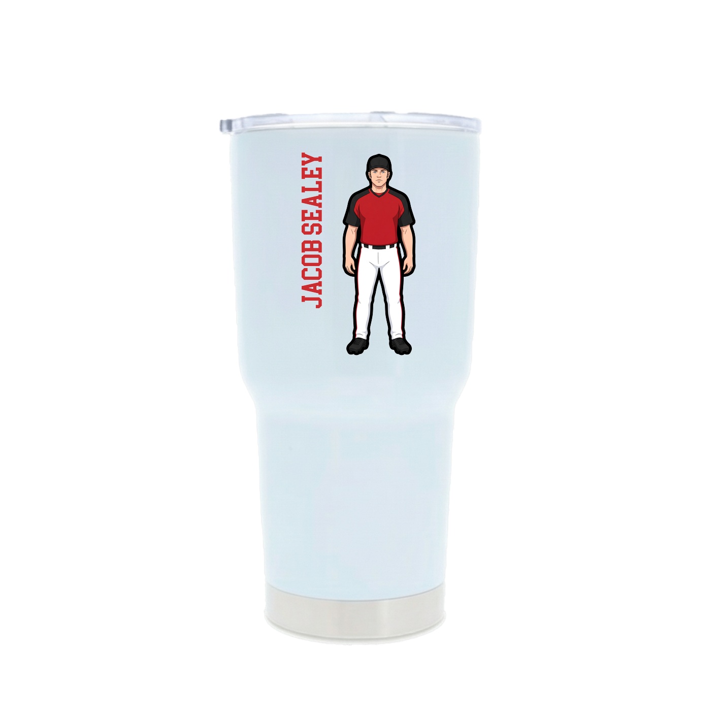 30oz Stainless Steel Tumbler — Name Vertical in White
