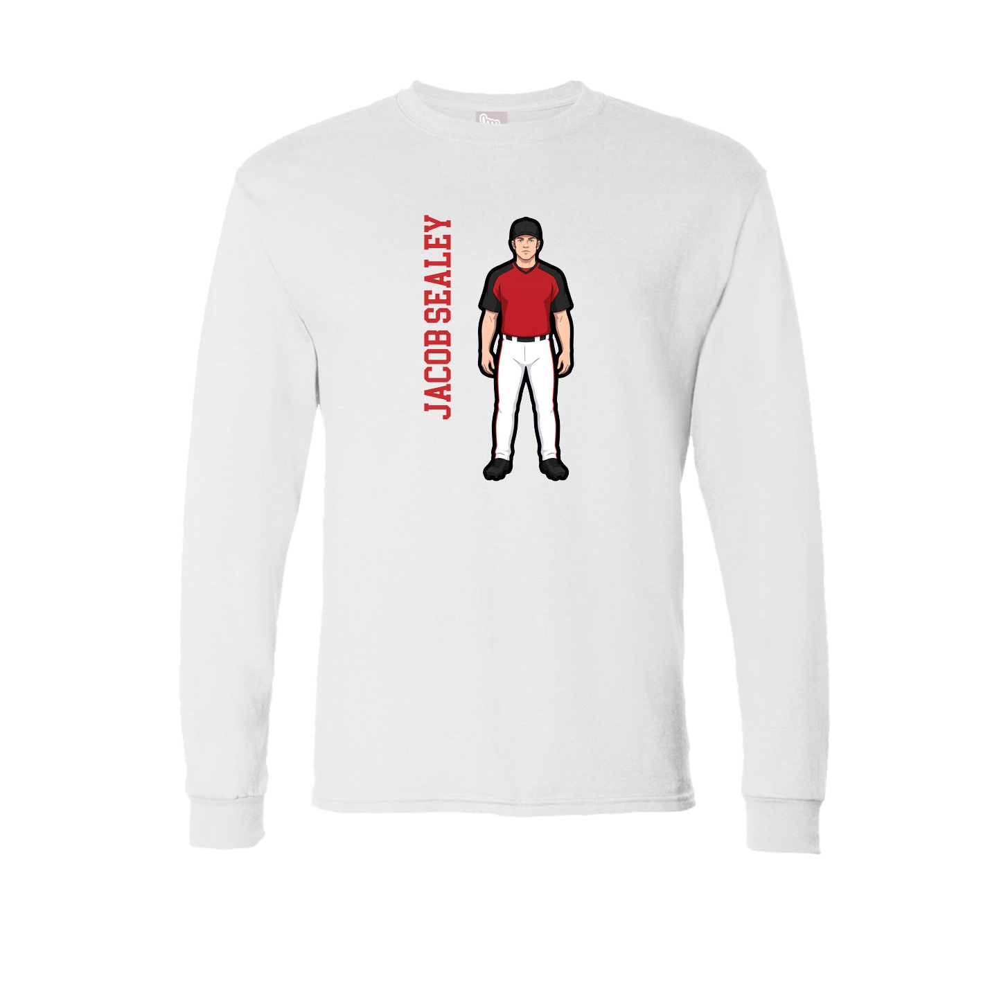 Long Sleeve Tee — Name Vertical in White