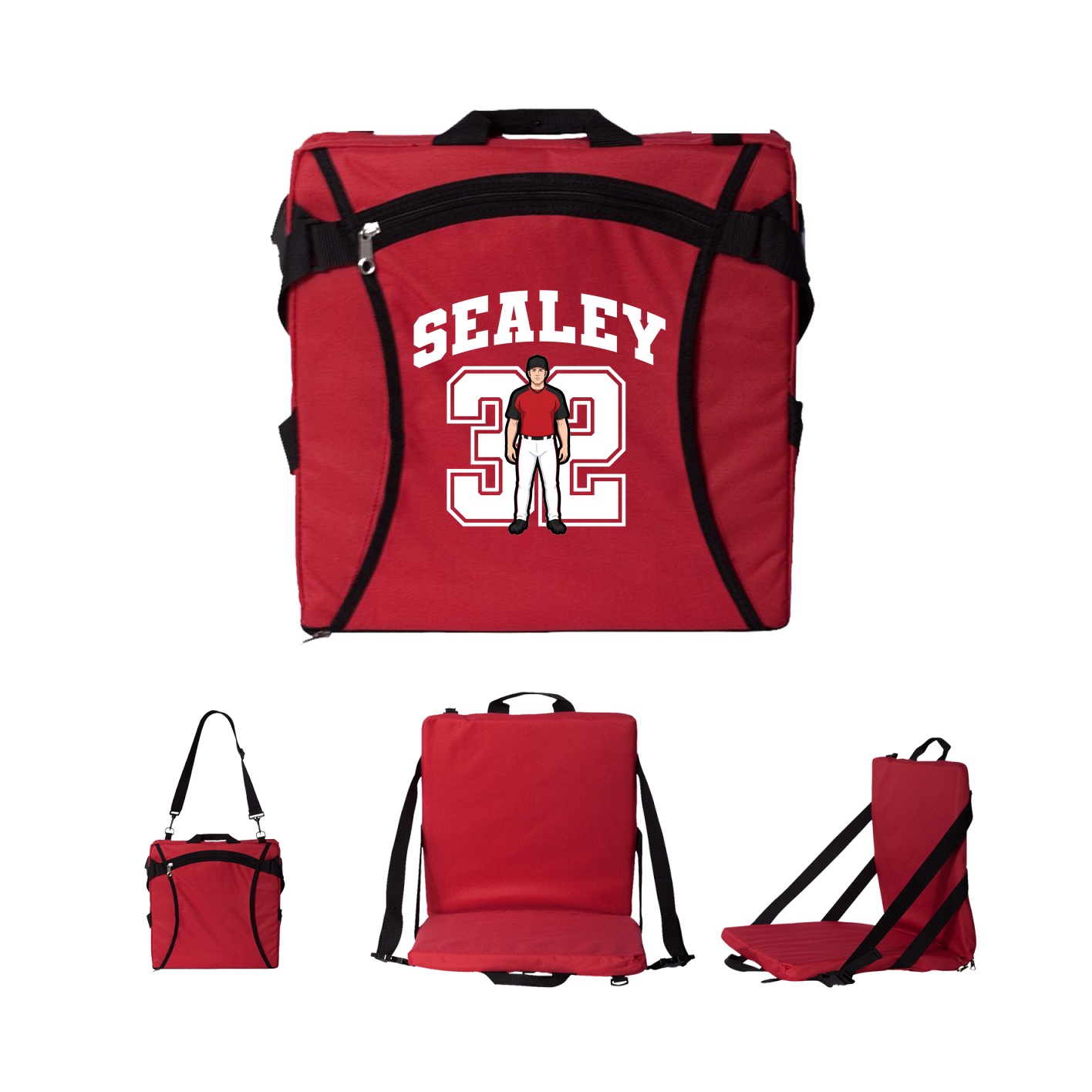 Folding Stadium Seat — Number in Red