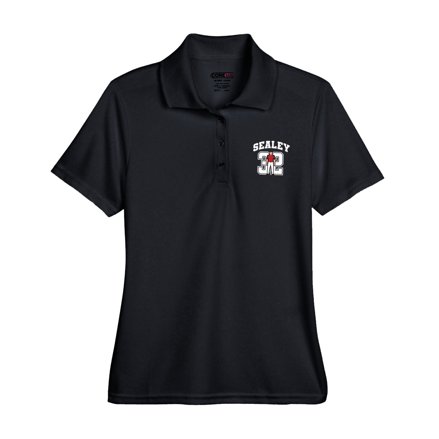 Womens Performance Polo — Number in Black