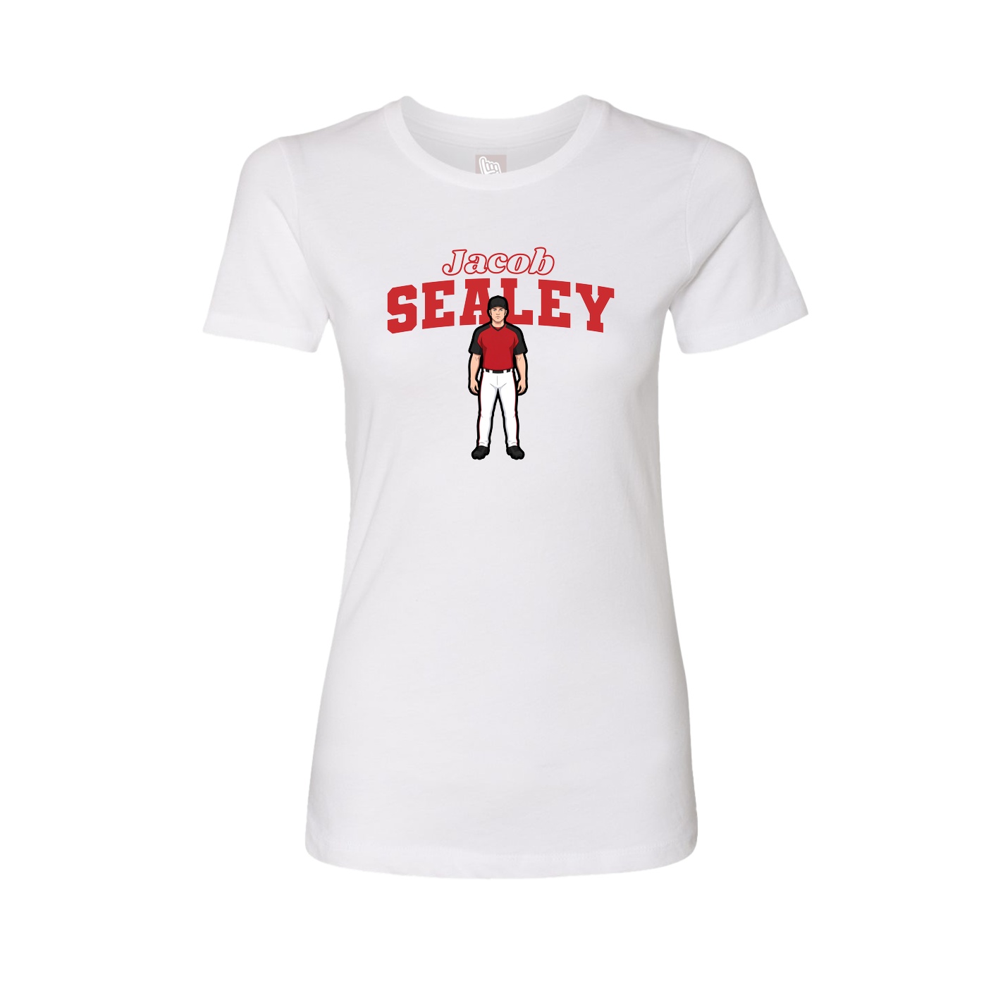 Womens Tee — Name Arch in White