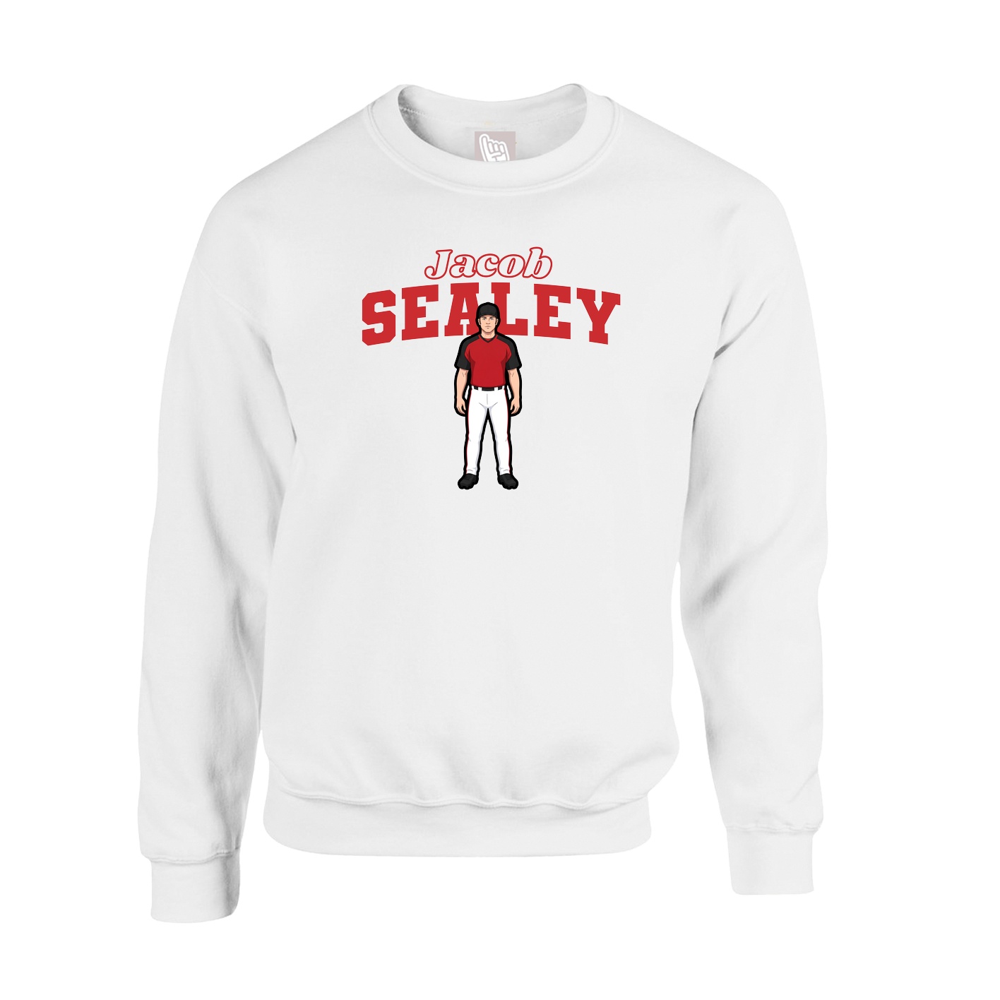 Fleece Crew — Name Arch in White