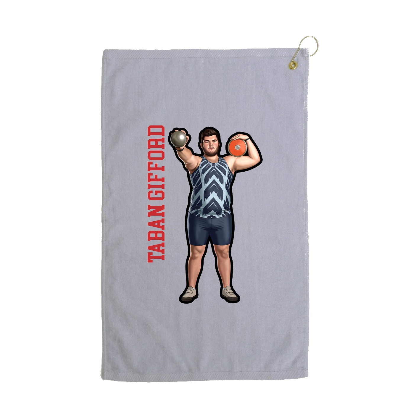 Golf Towel — Name Vertical in Grey