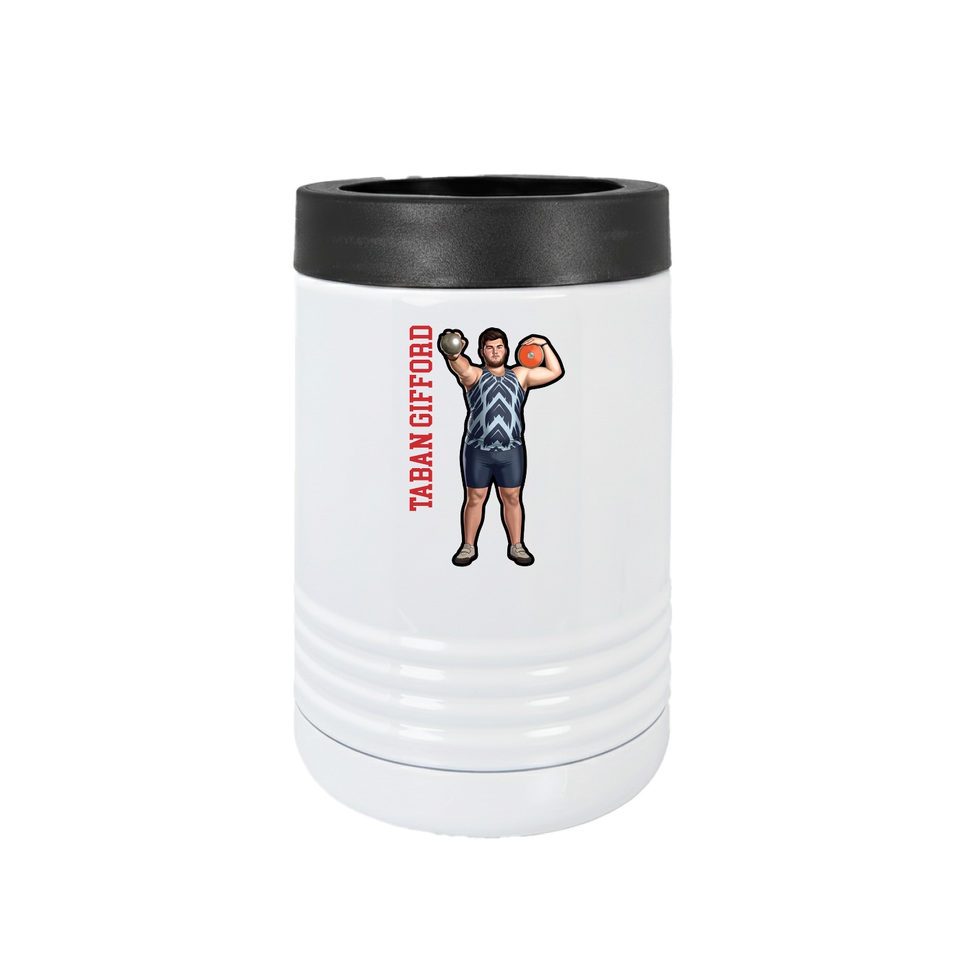 Beverage Holder — Name Vertical in White