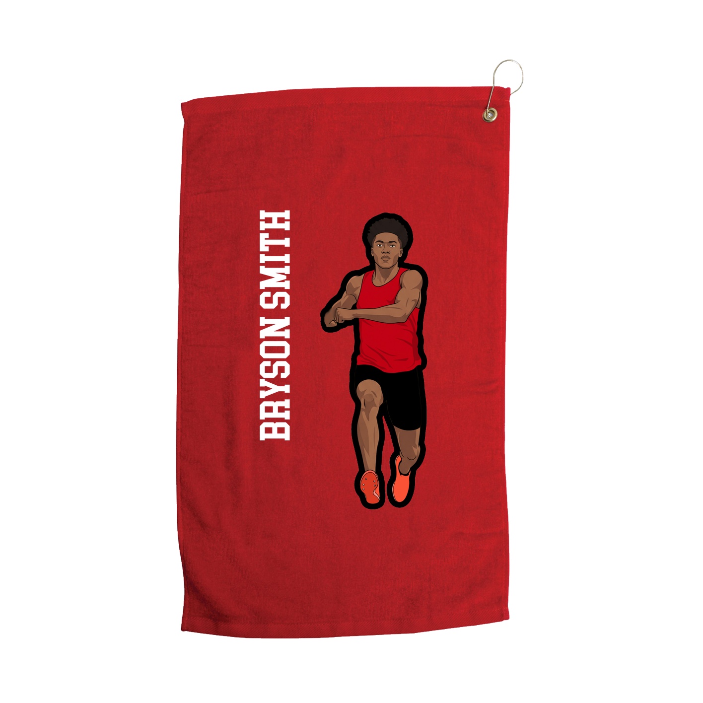 Golf Towel — Name Vertical in Red