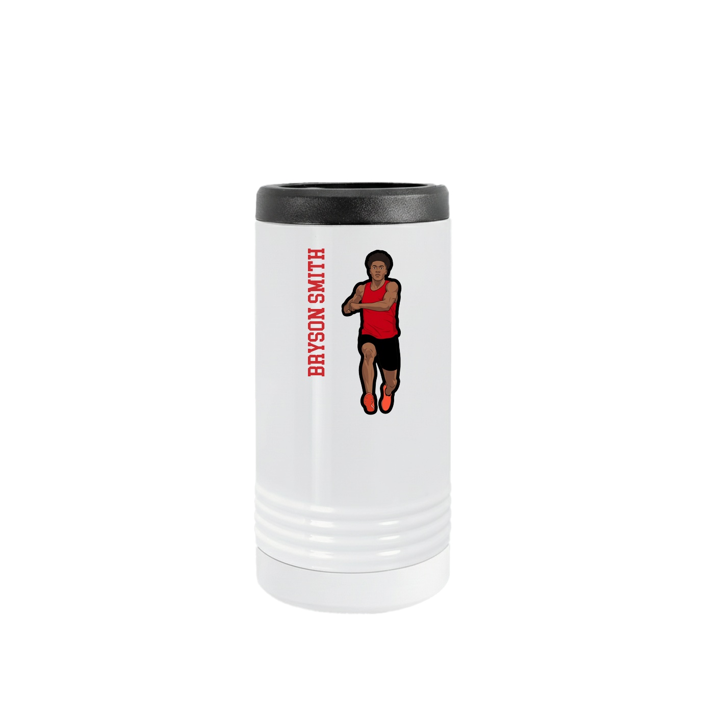 Slim Beverage Holder — Name Vertical in White