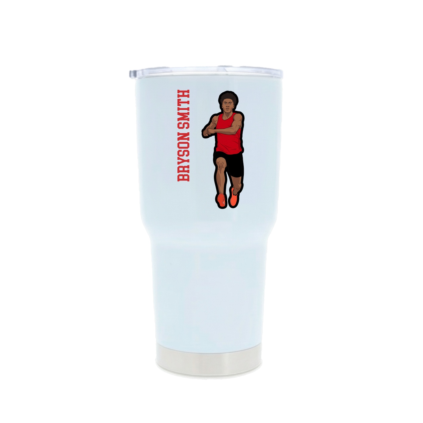 30oz Stainless Steel Tumbler — Name Vertical in White