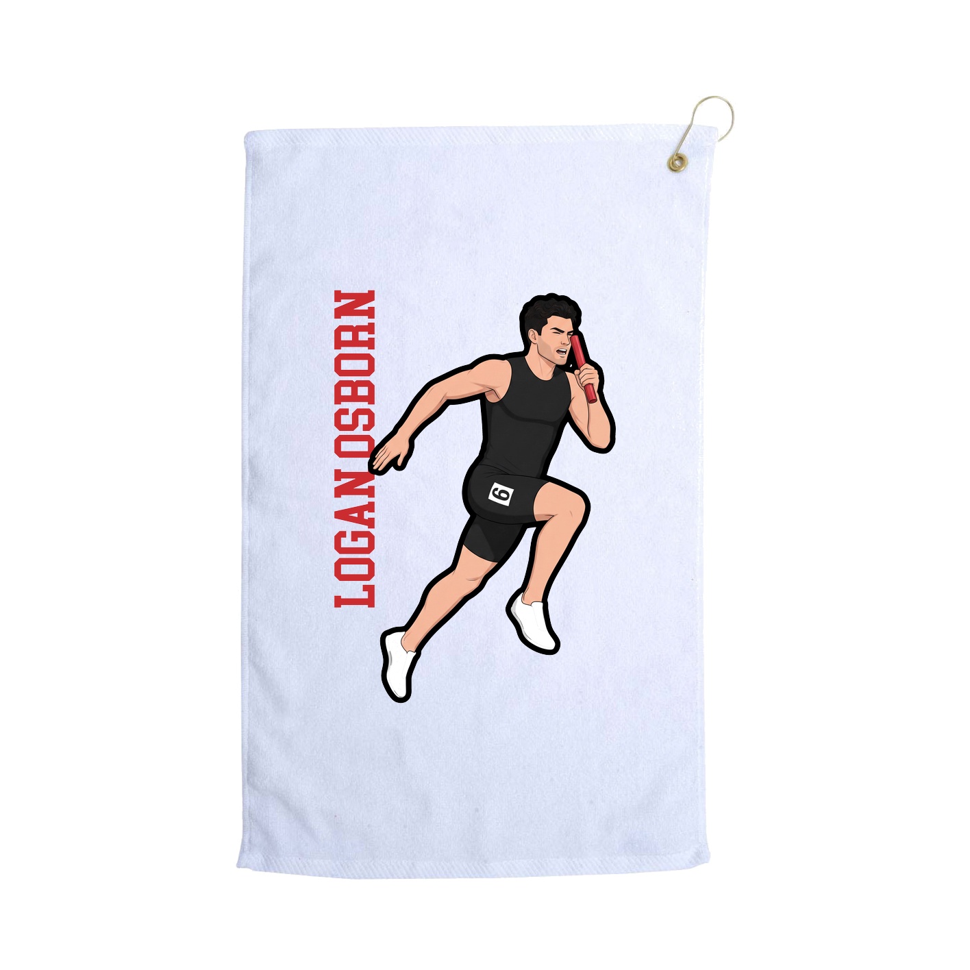Golf Towel — Name Vertical in White