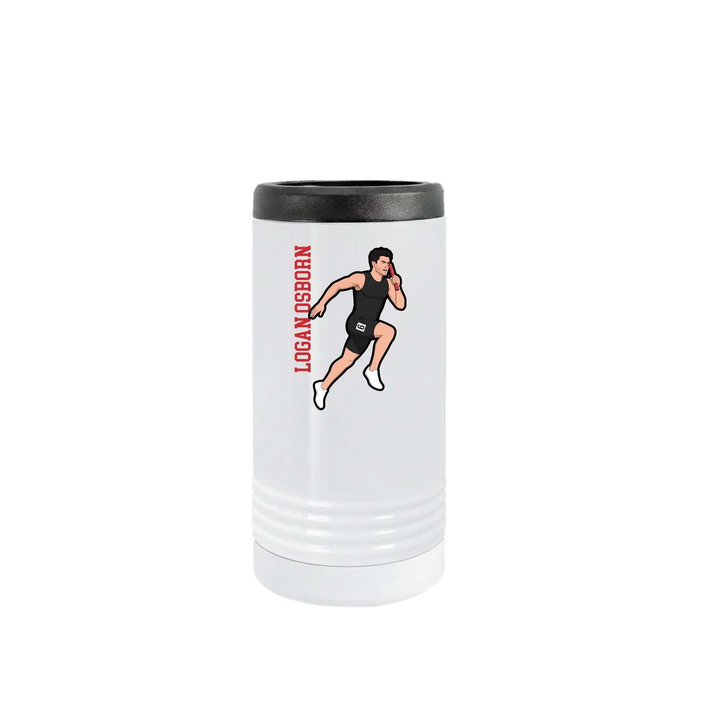 Slim Beverage Holder — Name Vertical in White