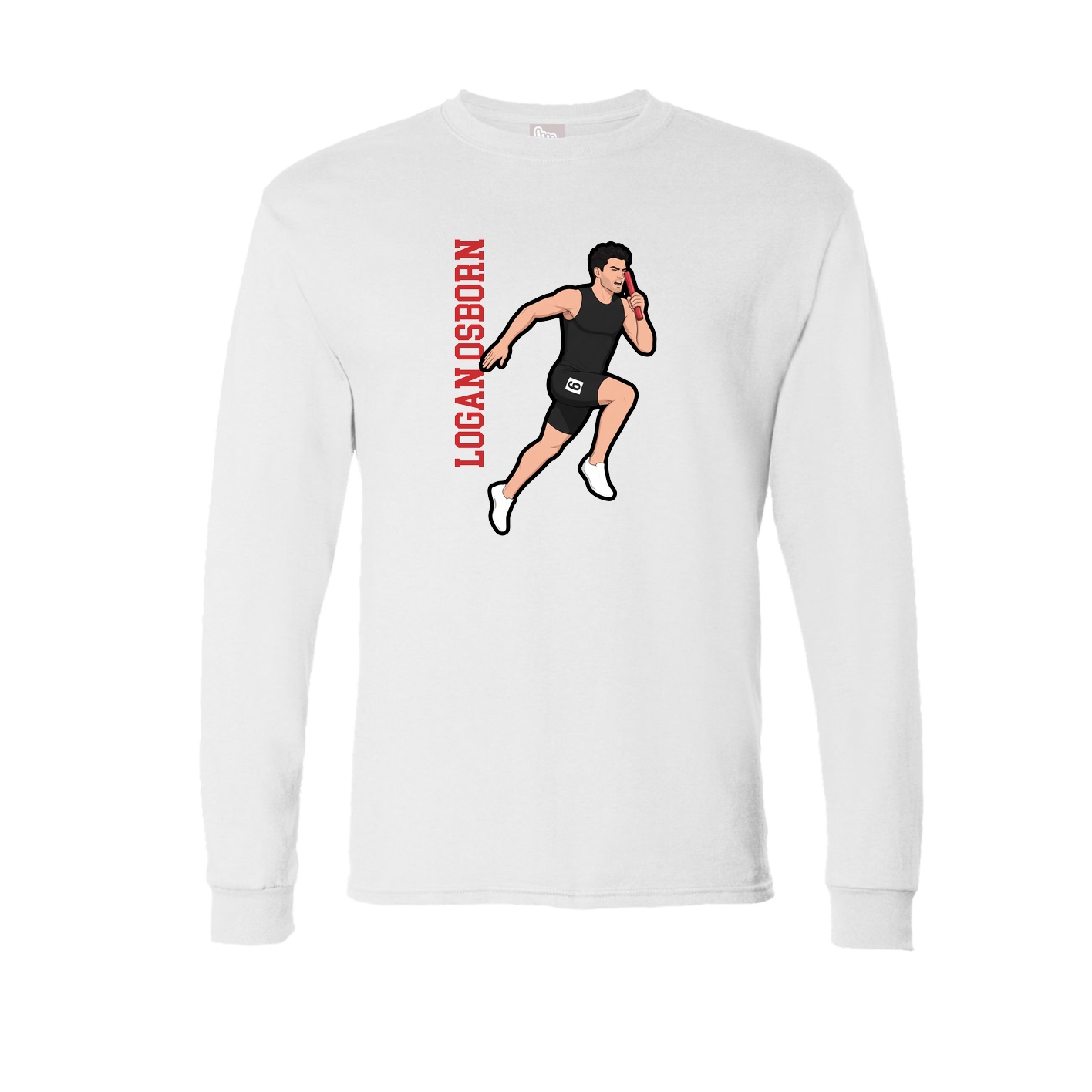 Long Sleeve Tee — Name Vertical in White