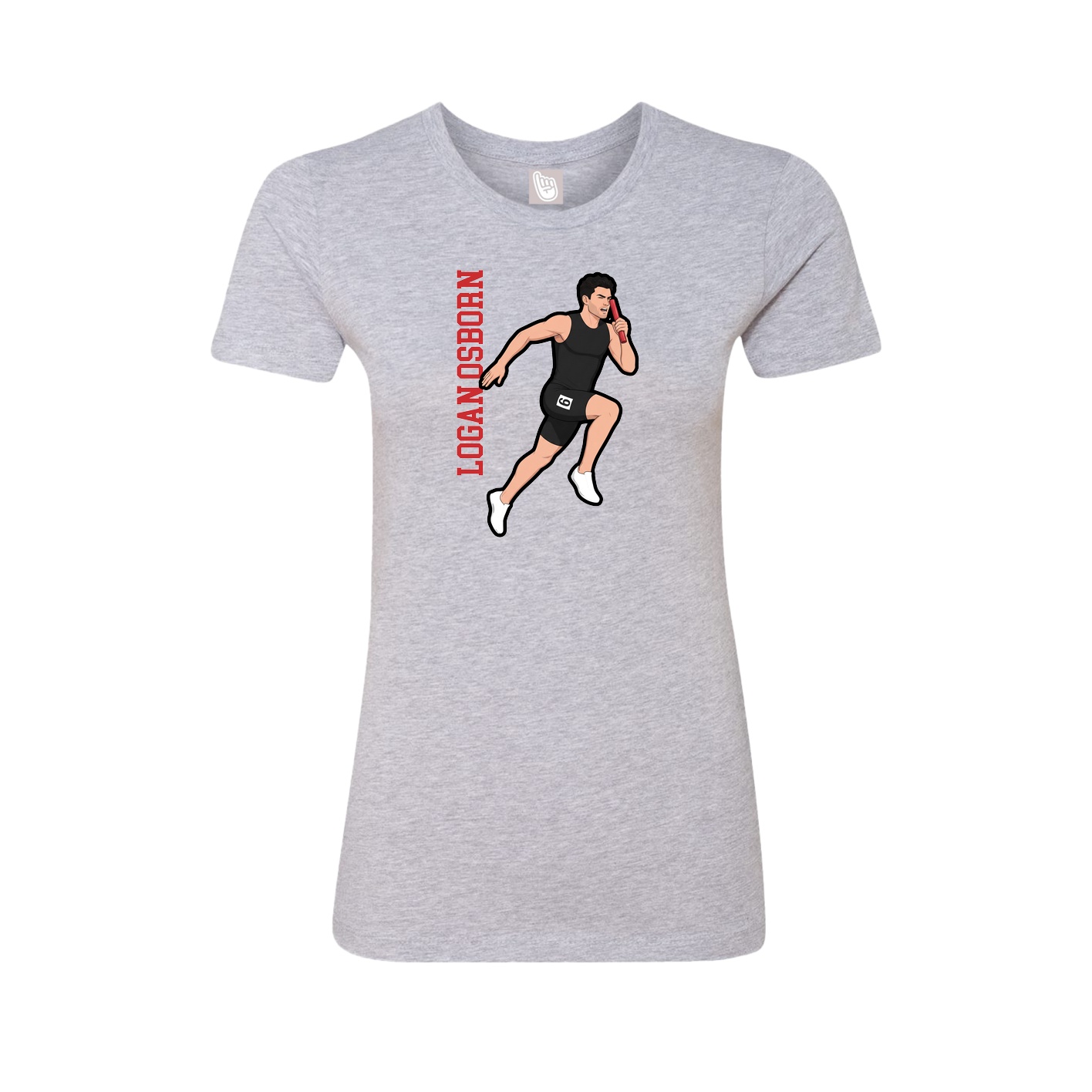 Fitted Women's Tee — Name Vertical in Grey
