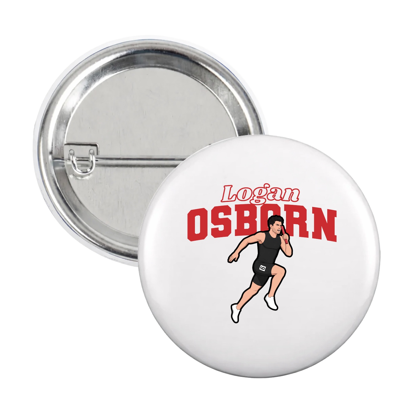 Game Day Button — Name Arch in White