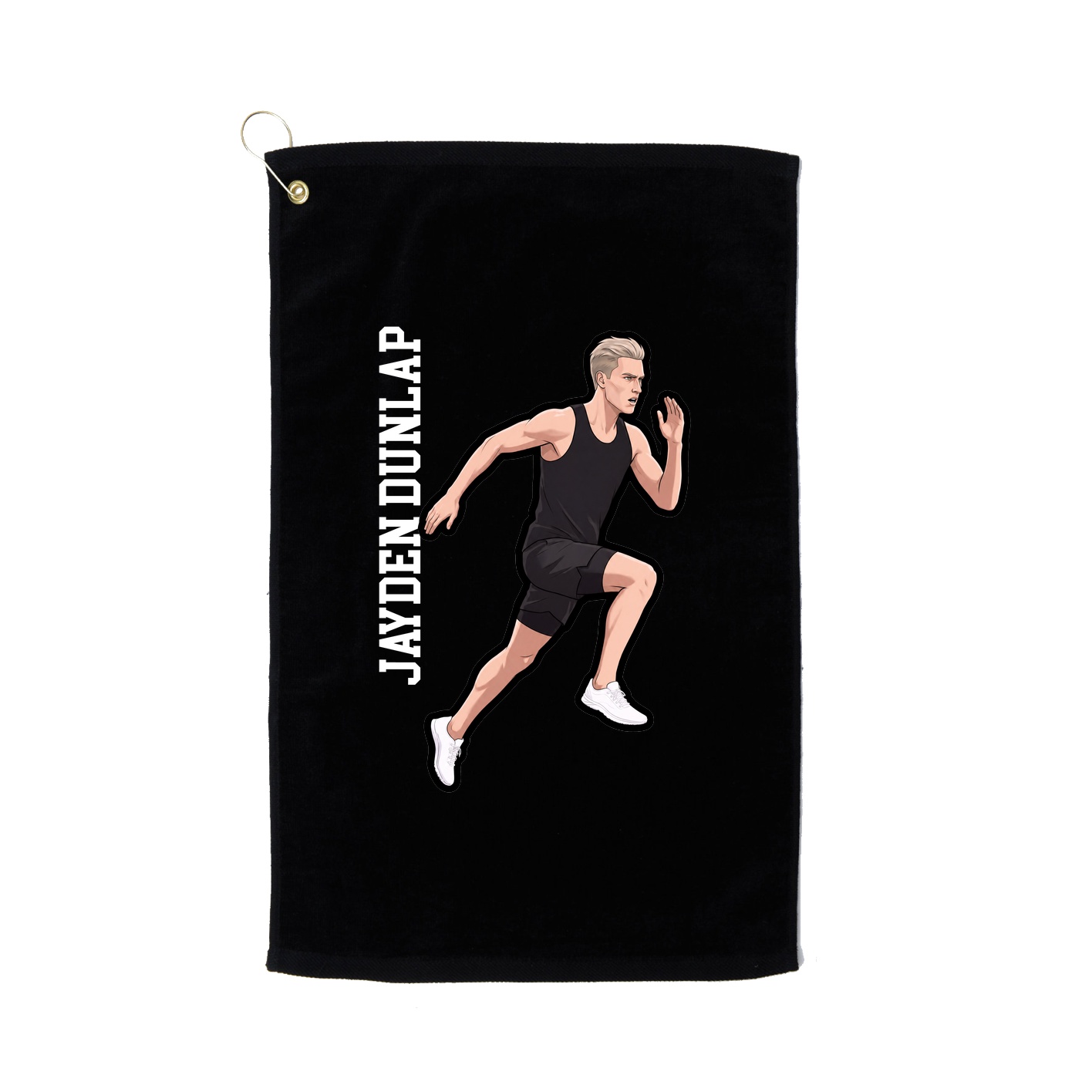 Golf Towel — Name Vertical in Black