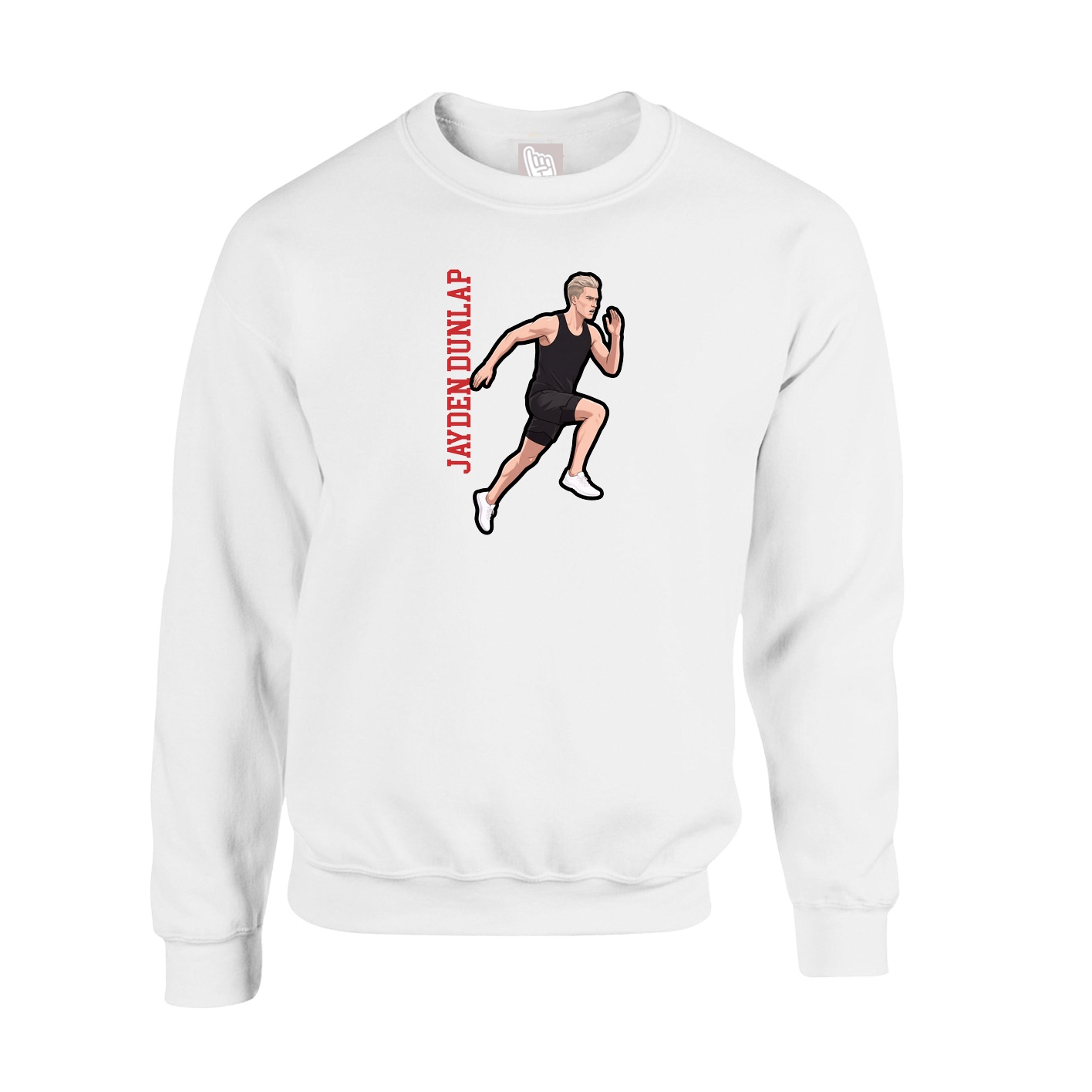 Fleece Crew — Name Vertical in White
