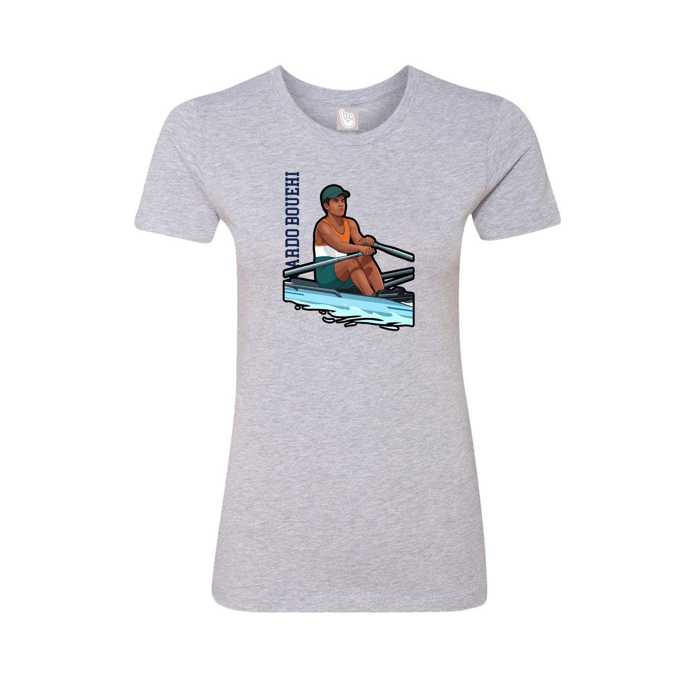 Fitted Women's Tee — Name Vertical in Grey