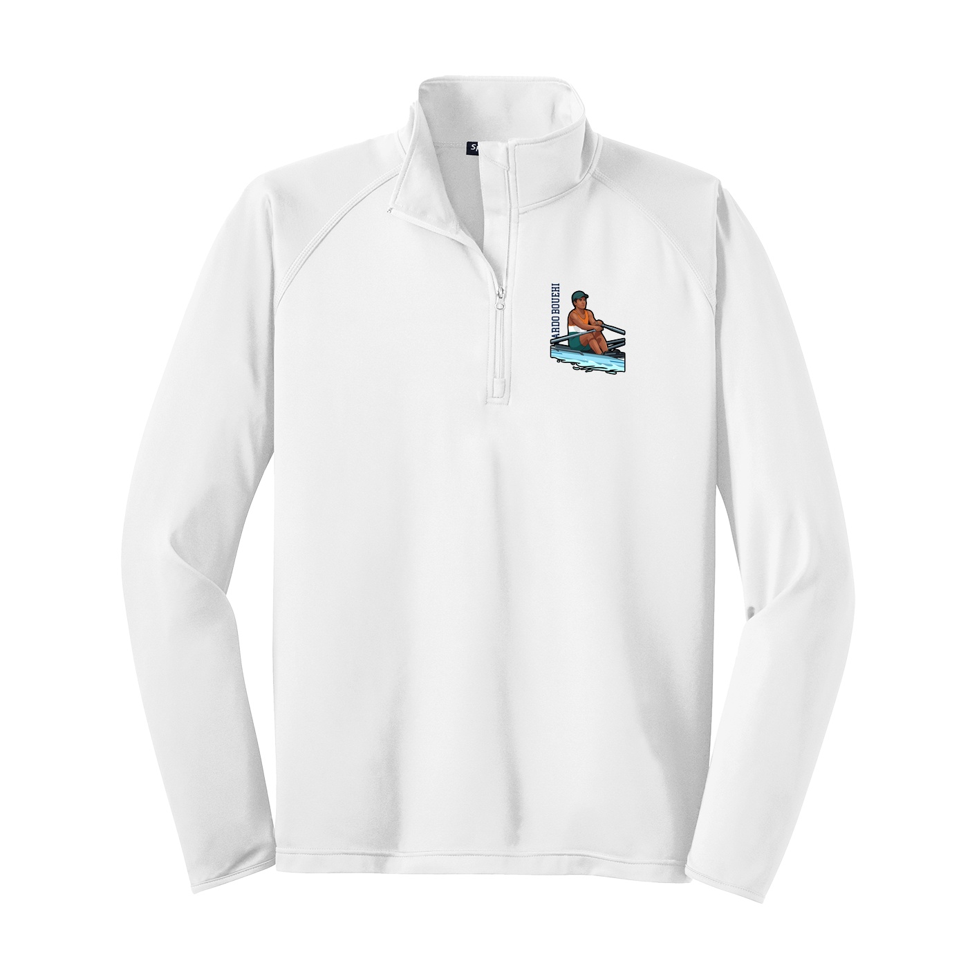 Q-Zip Pullover — Name Vertical in White