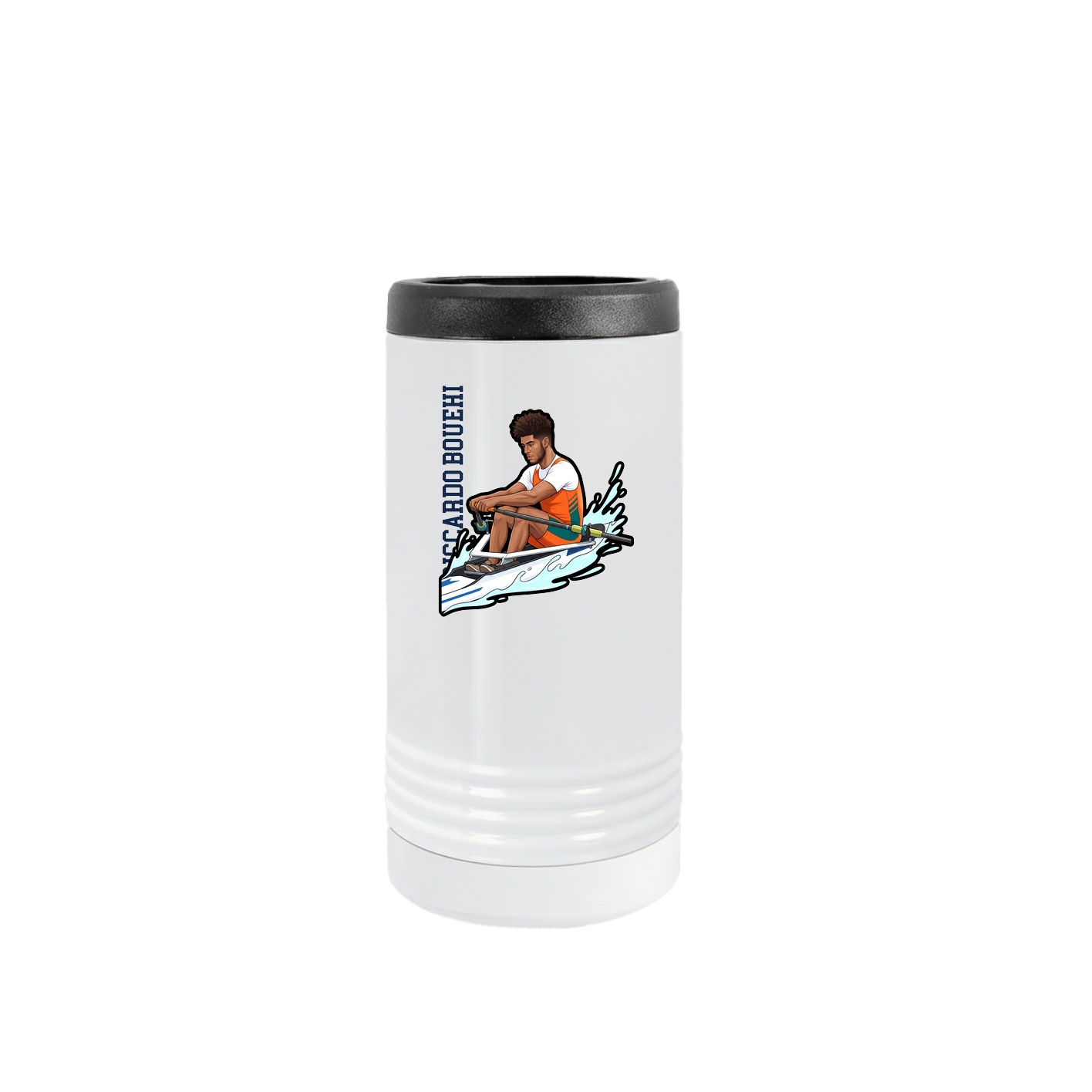 Slim Beverage Holder — Name Vertical in White