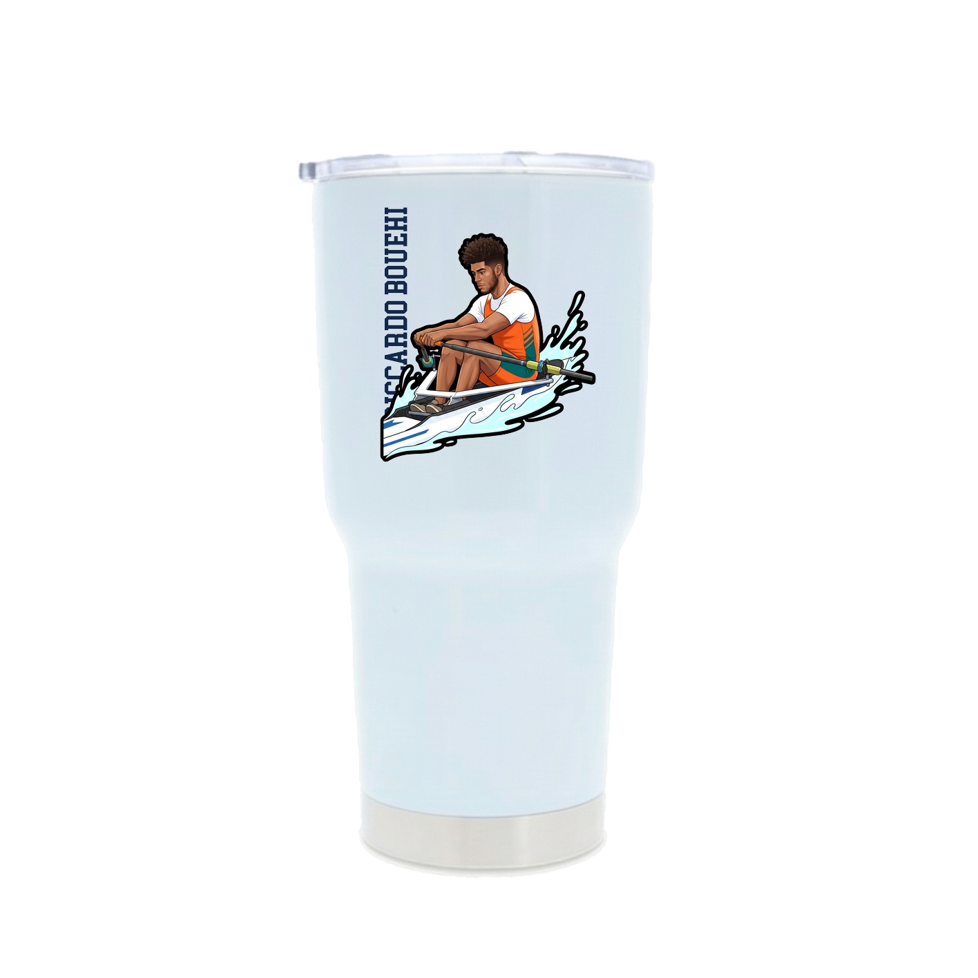 30oz Stainless Steel Tumbler — Name Vertical in White