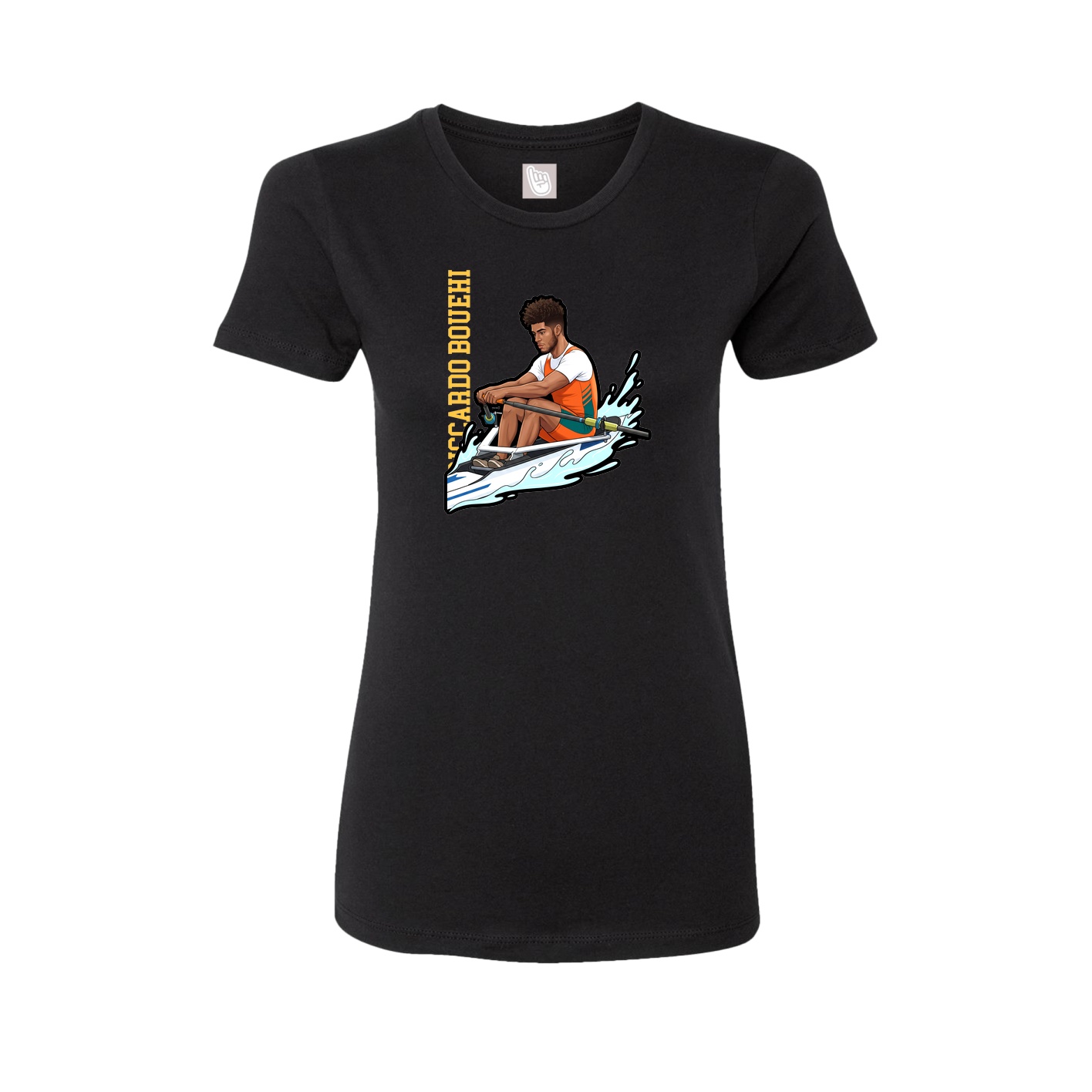 Womens Tee — Name Vertical in Black