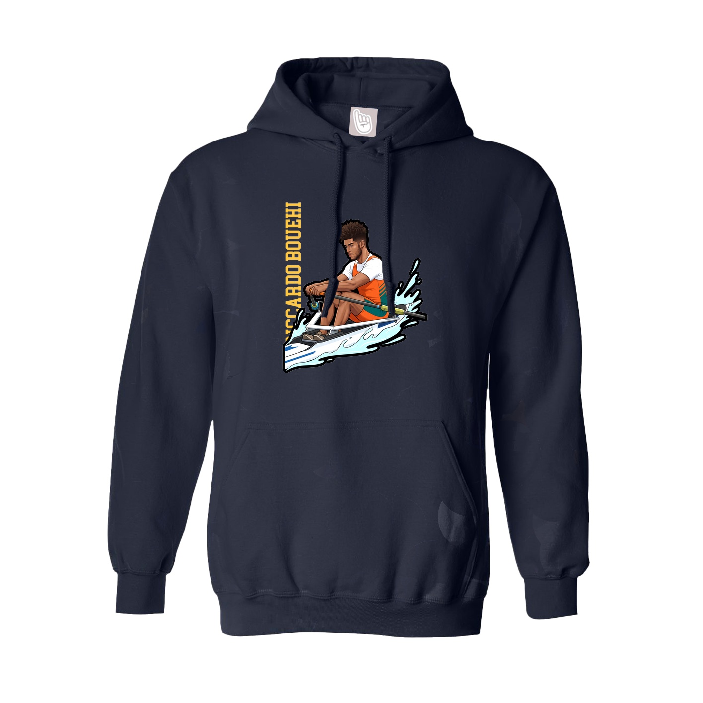 Hoodie — Name Vertical in Navy