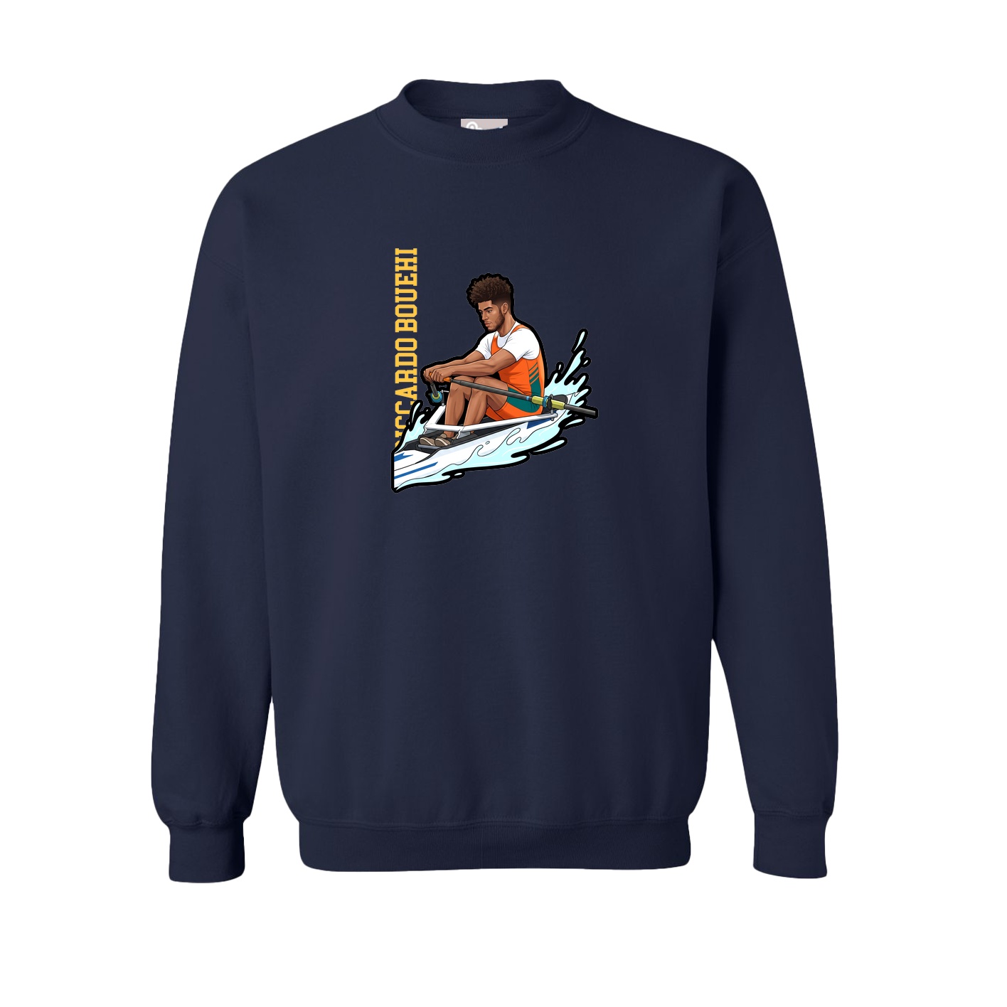 Fleece Crew — Name Vertical in Navy