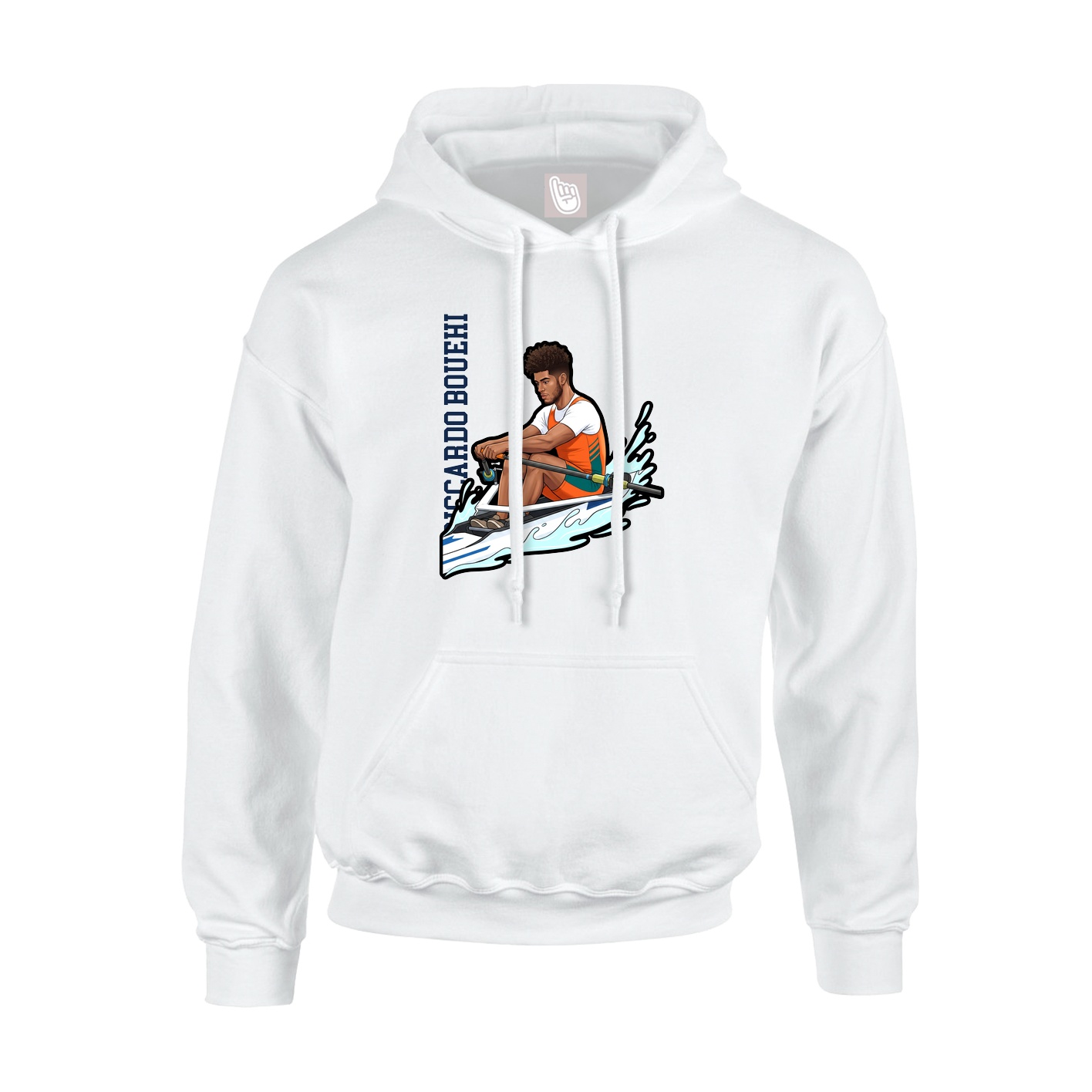 Youth Hoodie — Name Vertical in White