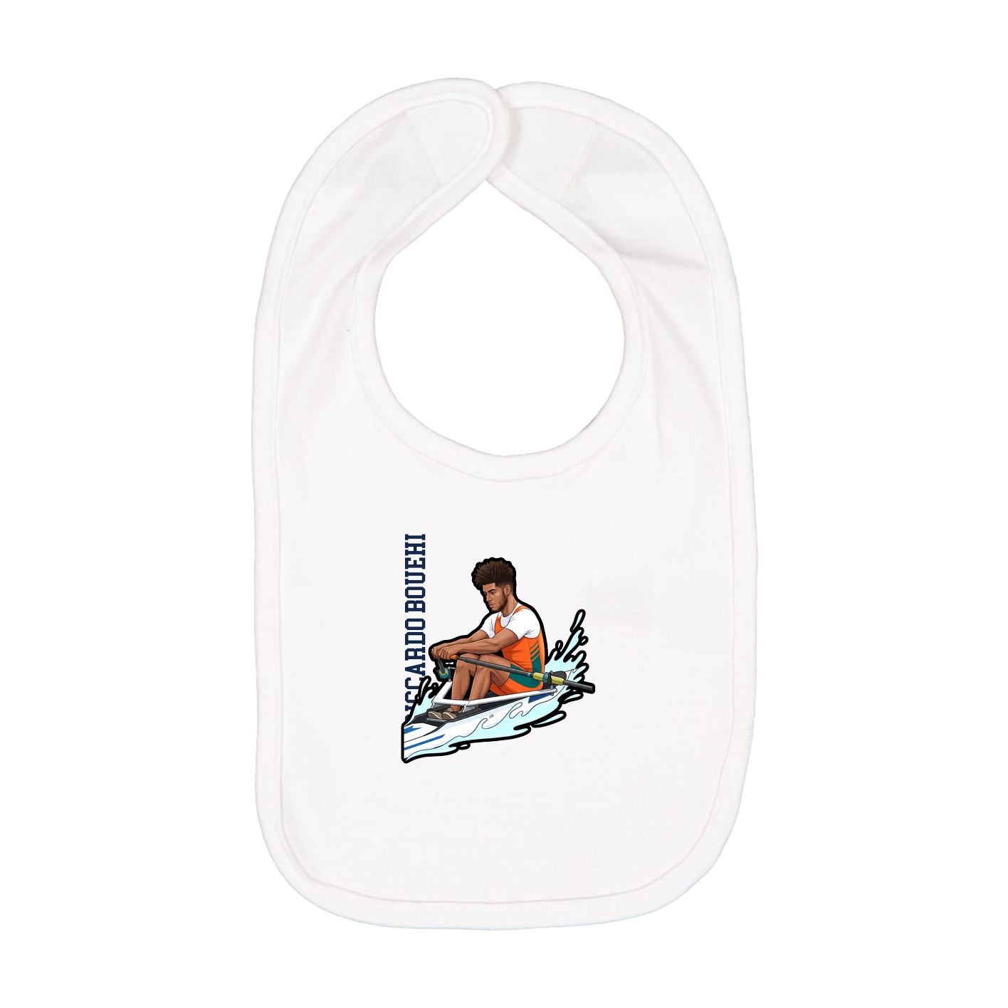 Infant Bib — Name Vertical in White