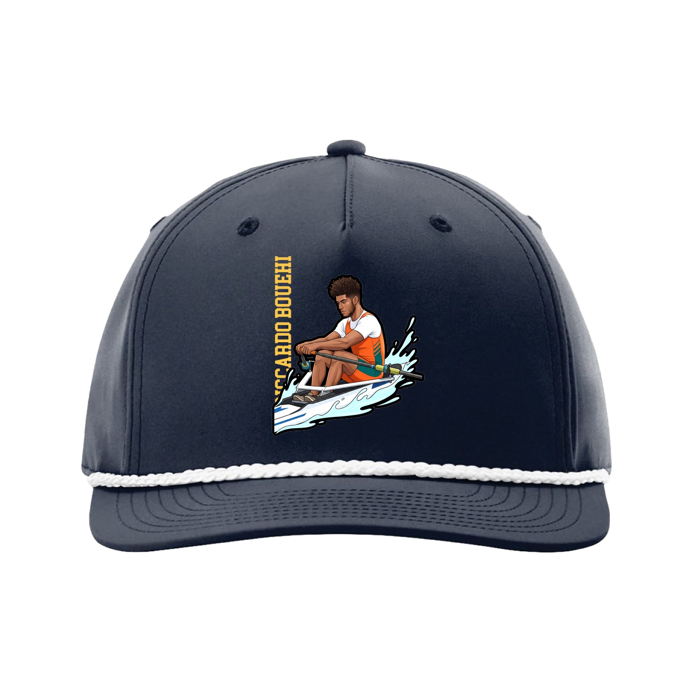 Five-Panel Classic Rope Cap — Name Vertical in Navy