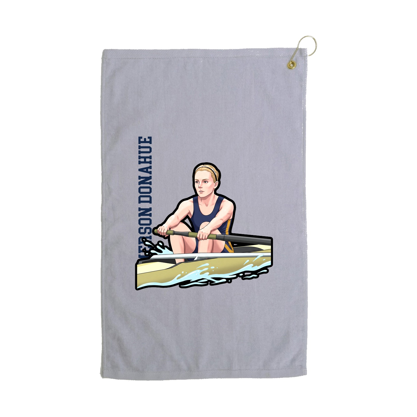 Golf Towel — Name Vertical in Grey