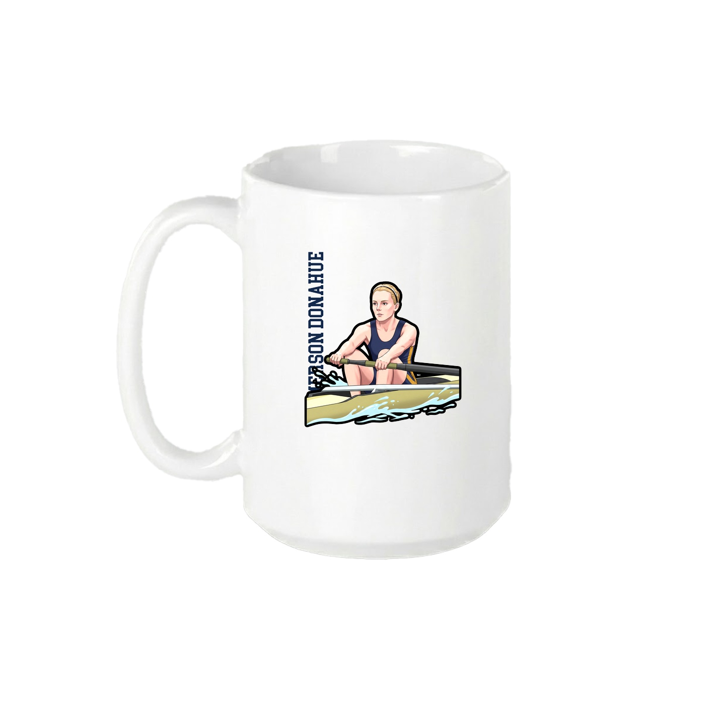 15oz Coffee Mug — Name Vertical in White