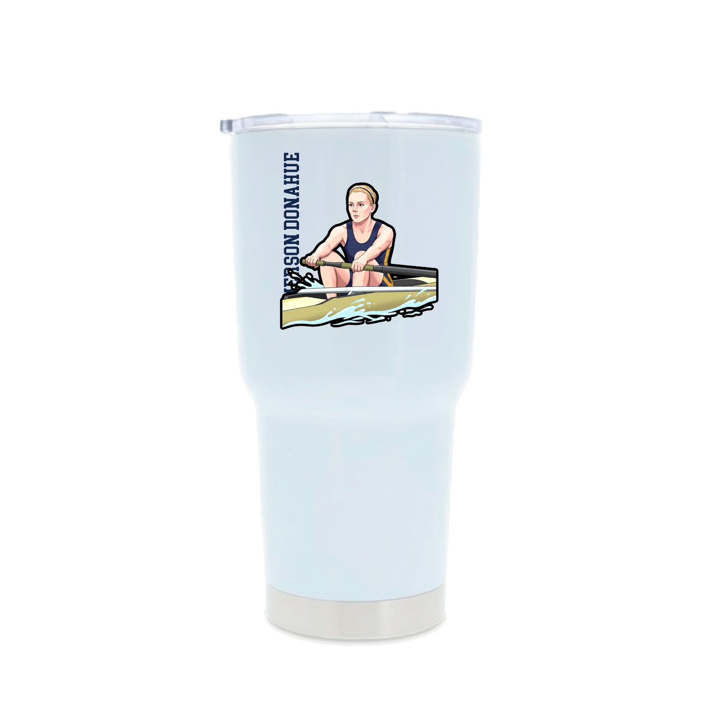 30oz Stainless Steel Tumbler — Name Vertical in White