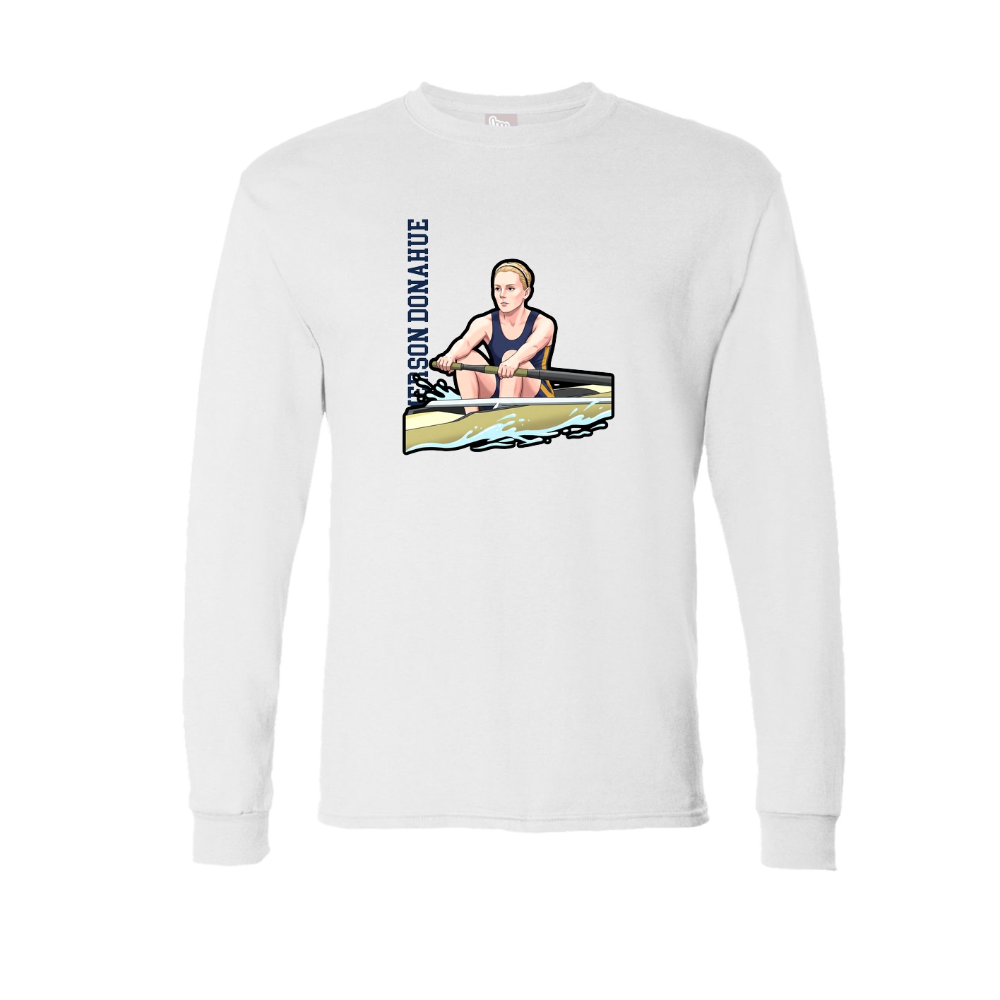 Long Sleeve Tee — Name Vertical in White
