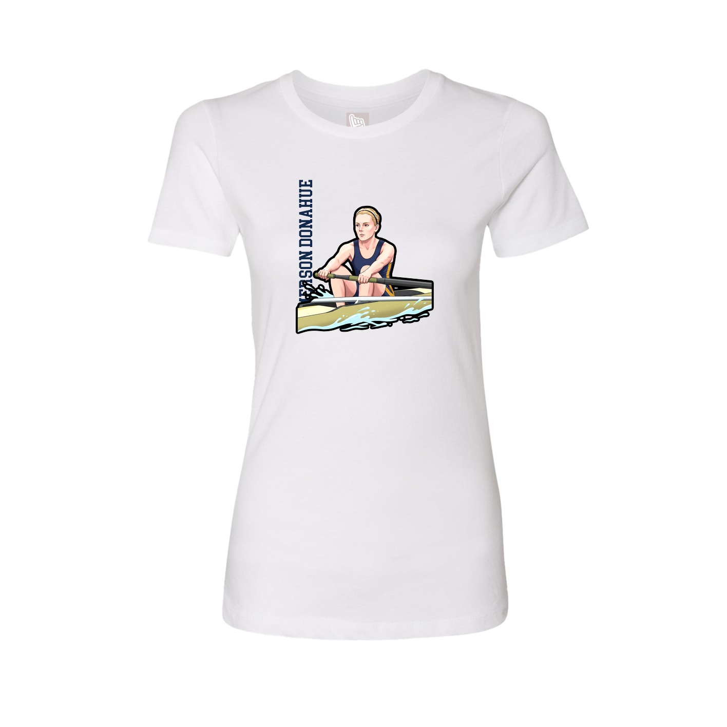Fitted Women's Tee — Name Vertical in White