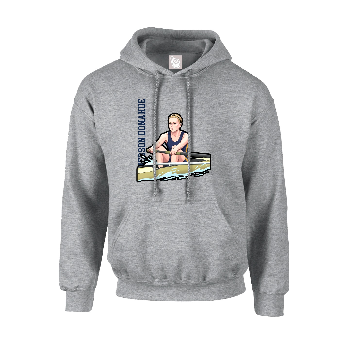 Hoodie — Name Vertical in Grey