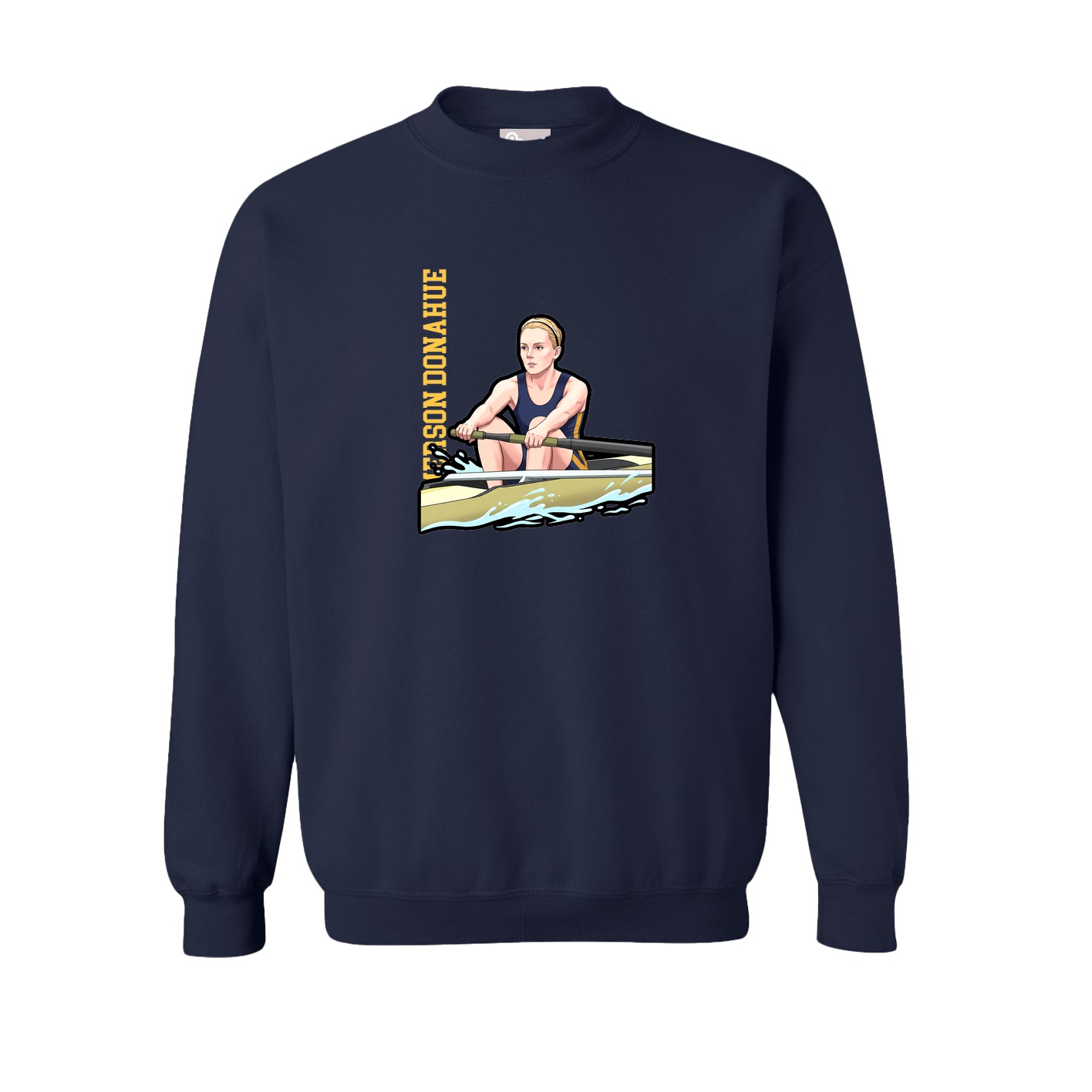 Fleece Crew — Name Vertical in Navy