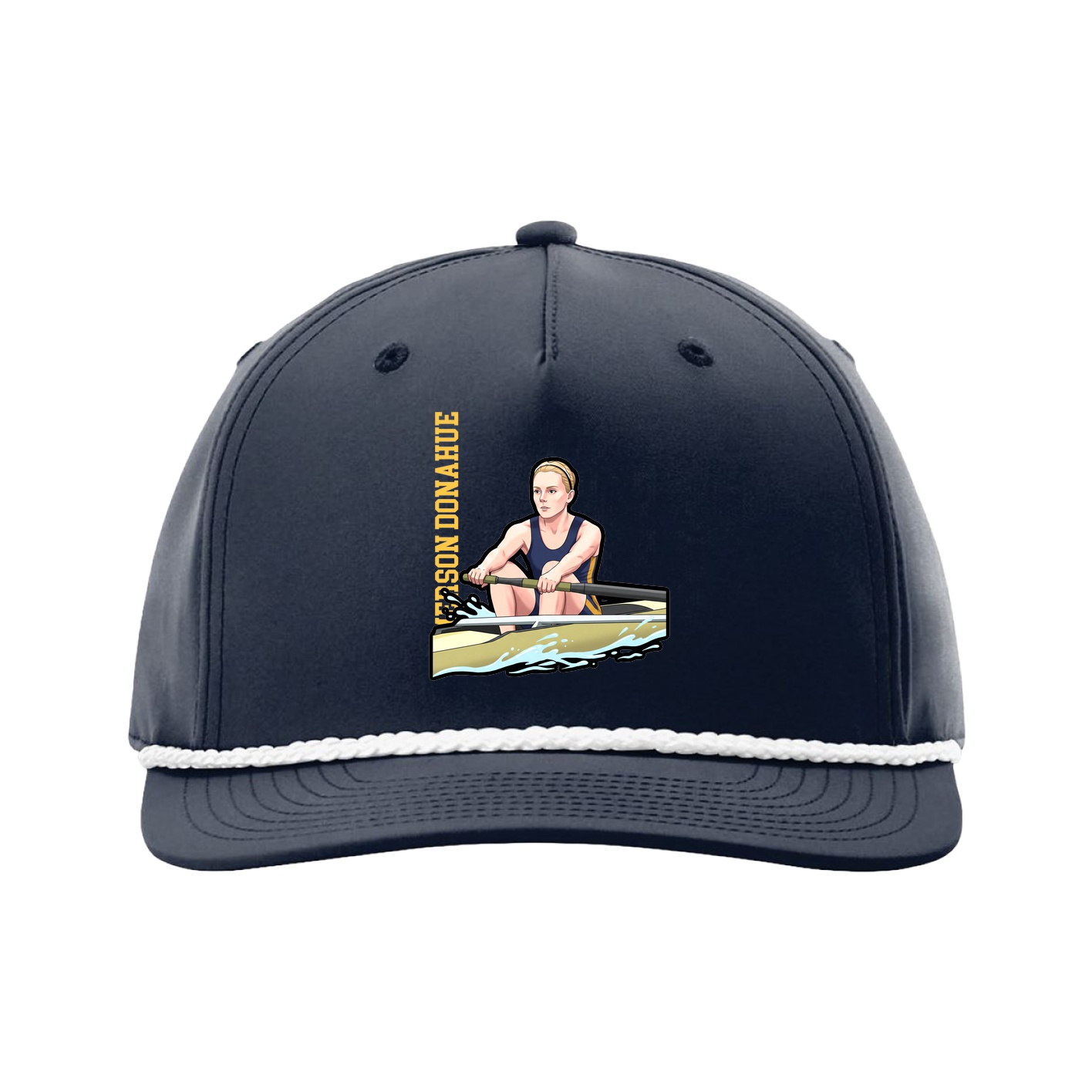 Five-Panel Classic Rope Cap — Name Vertical in Navy