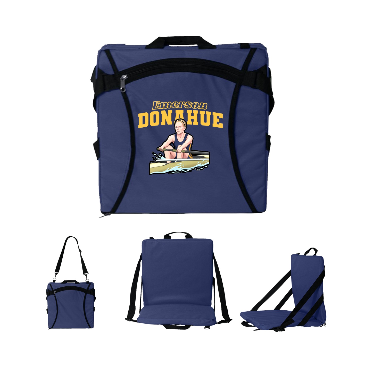 Folding Stadium Seat — Name Arch in Navy