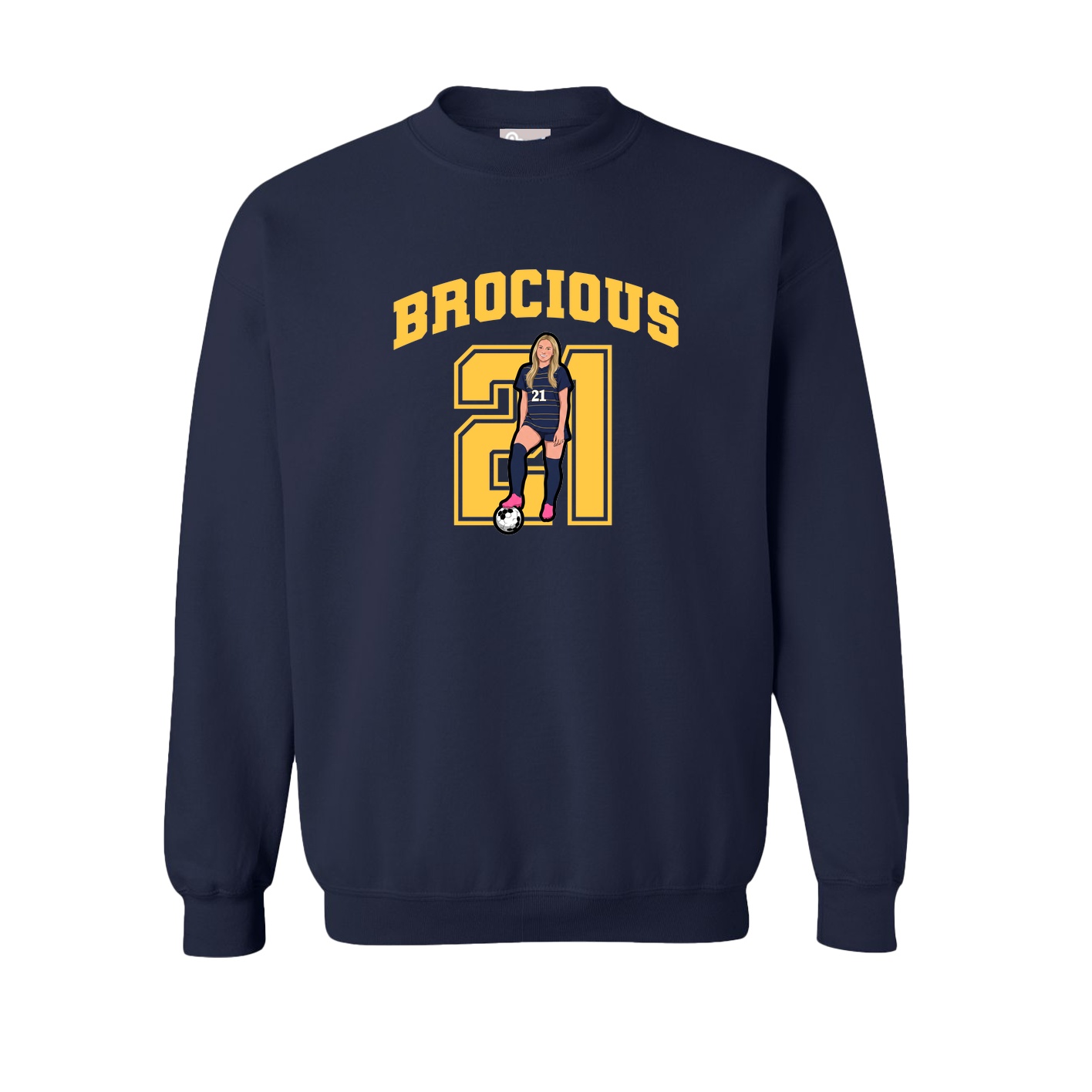 Fleece Crew — Number in Navy