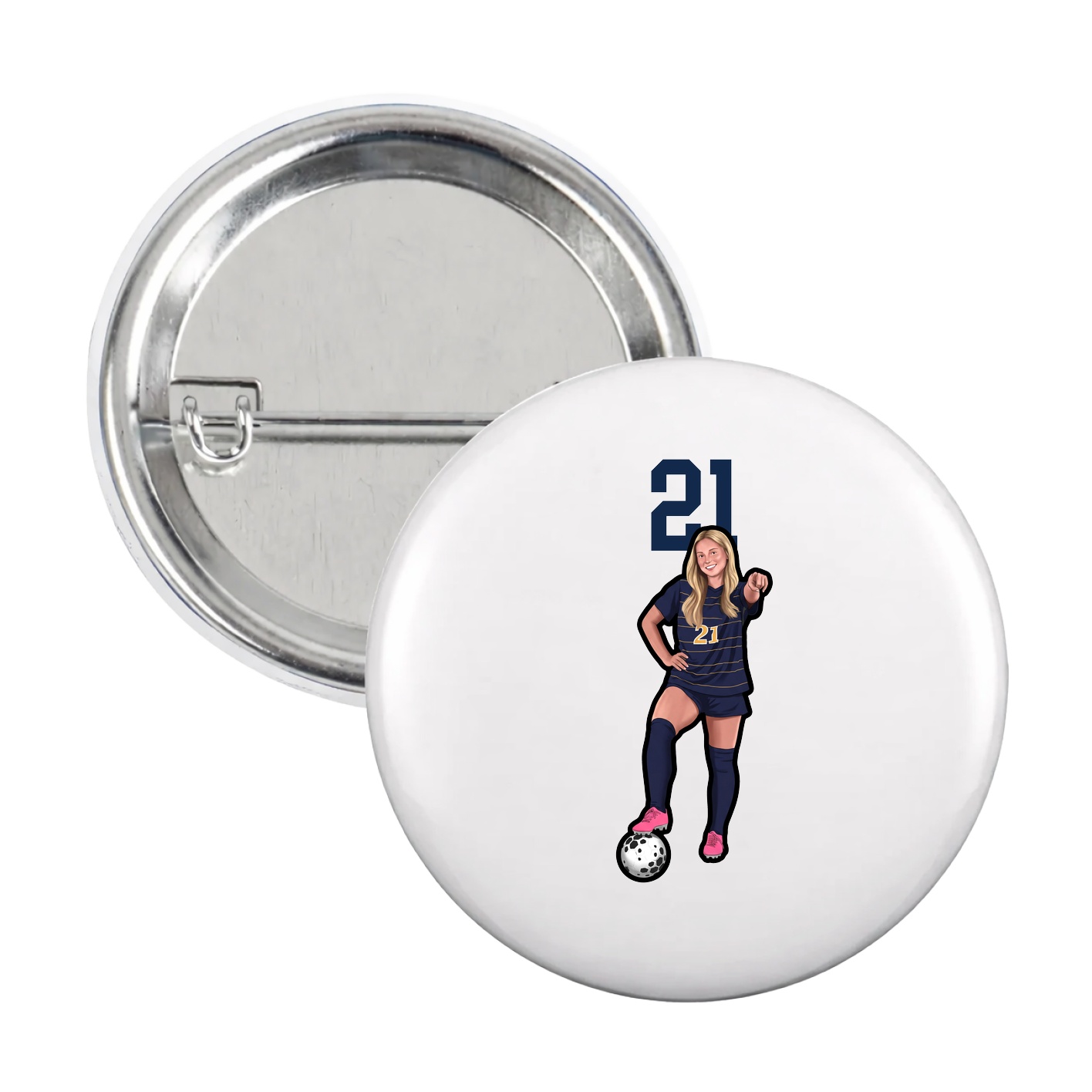 Game Day Button — Number Top in White