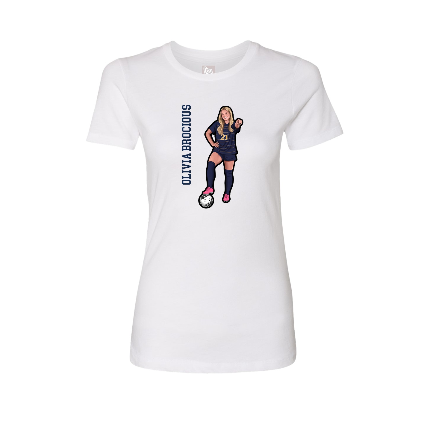 Fitted Women's Tee — Name Vertical in White
