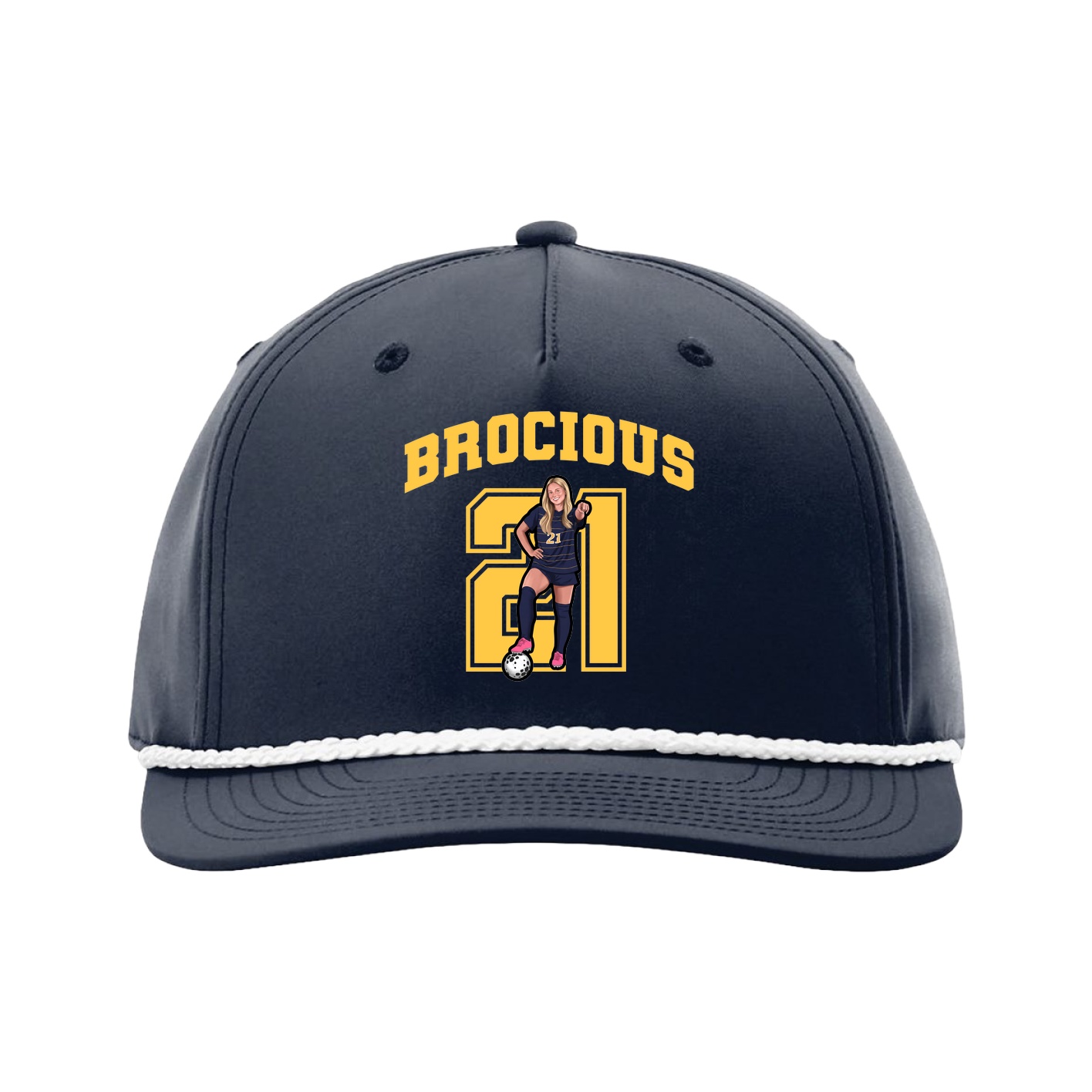 Five-Panel Classic Rope Cap — Number in Navy