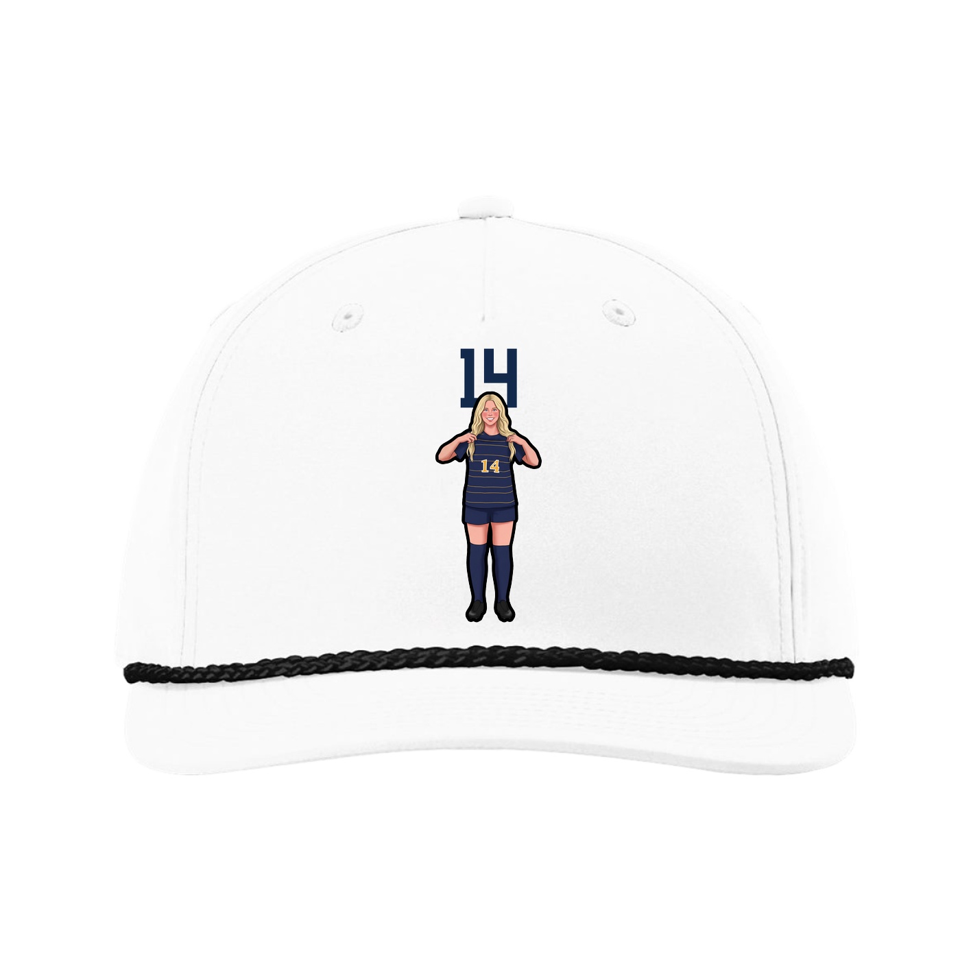Five-Panel Classic Rope Cap — Number Top in White