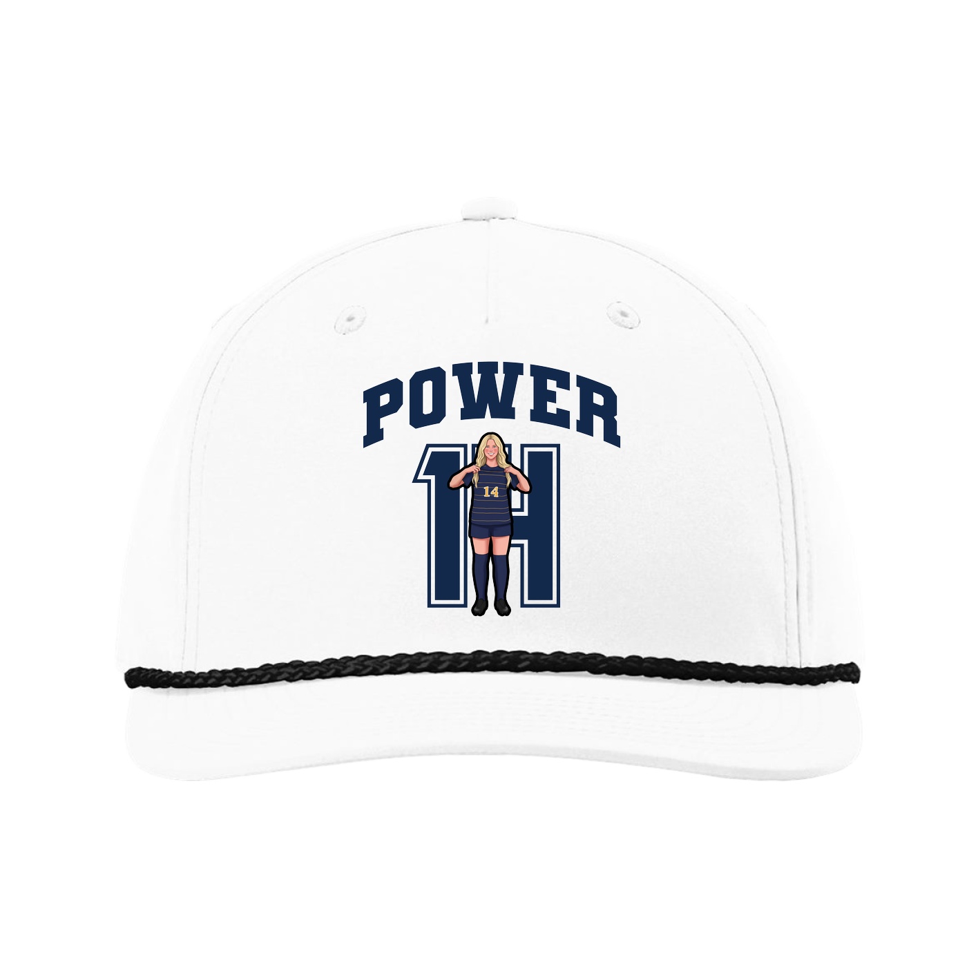 Five-Panel Classic Rope Cap — Number in White