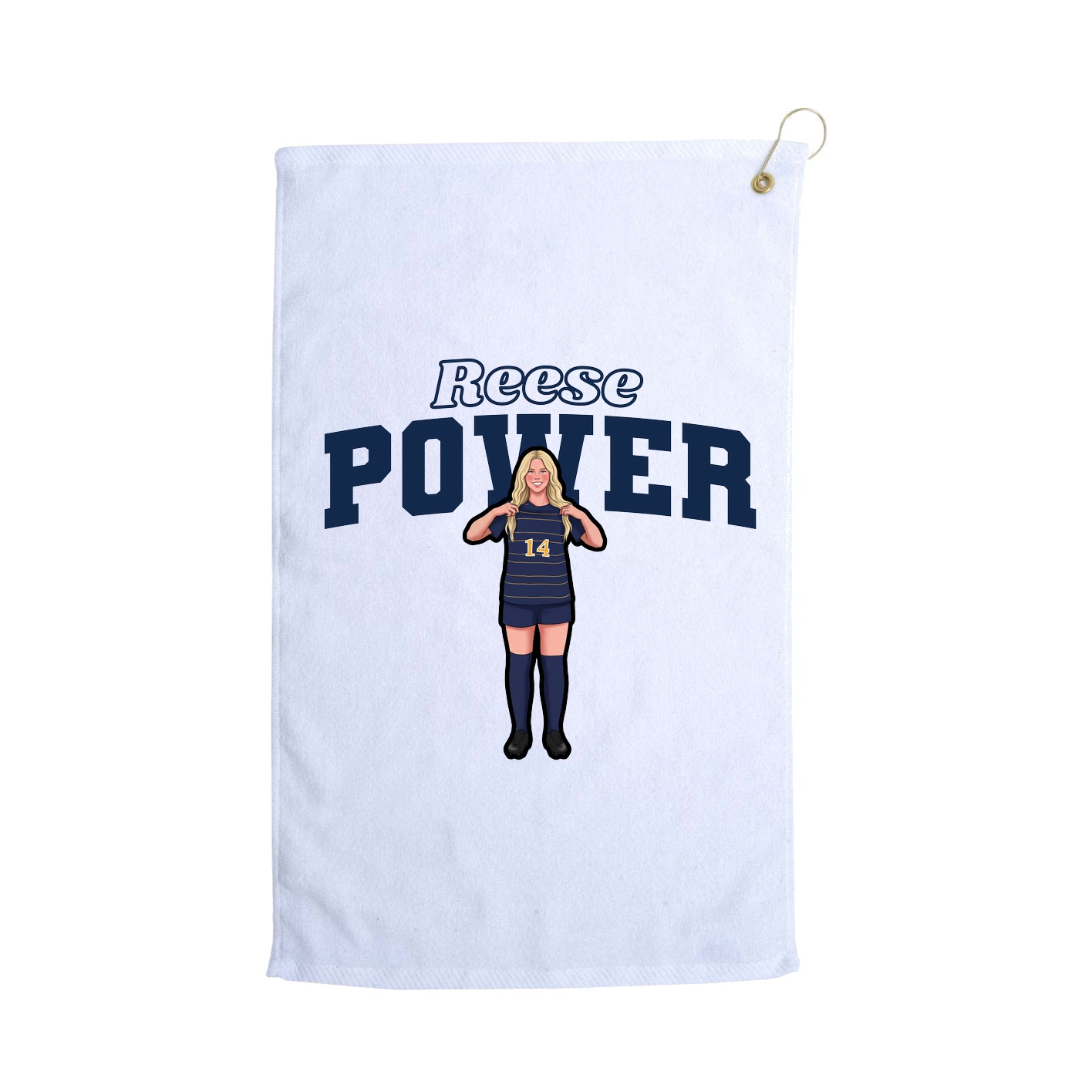 Golf Towel — Name Arch in White